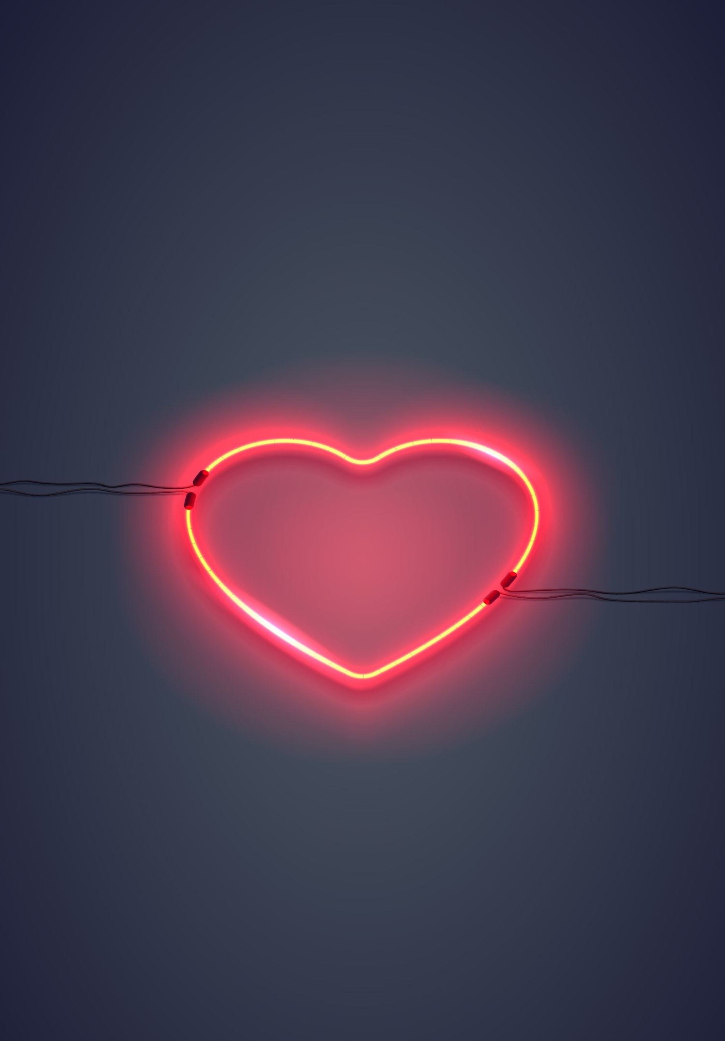 heart, love, neon, illumination, backlight wallpaper for mobile