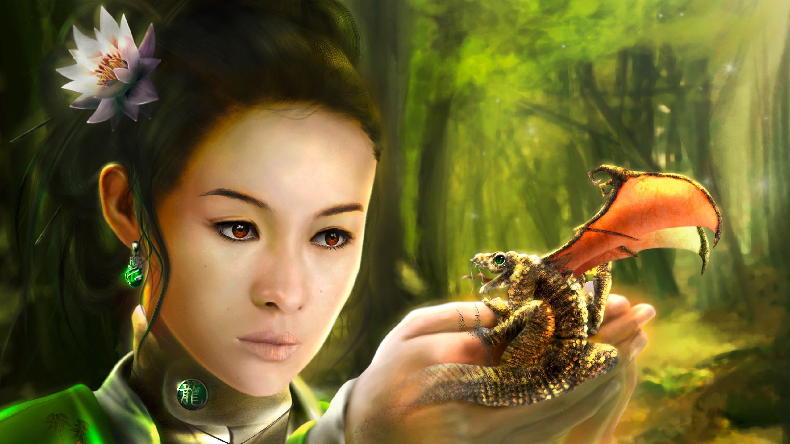 Китайский дракон и девушка