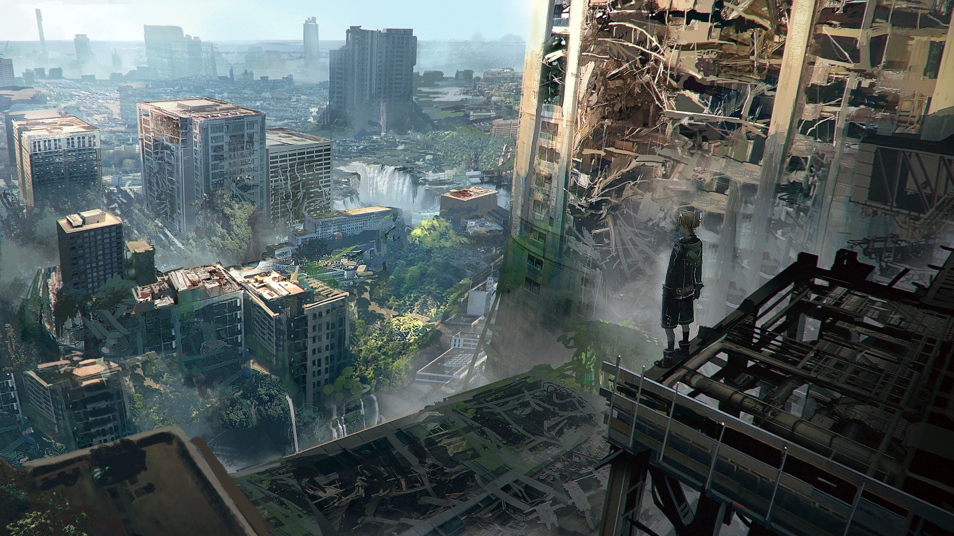 nier: automata, video game, building, city, destruction, post apocalyptic, yorha no 9 type s