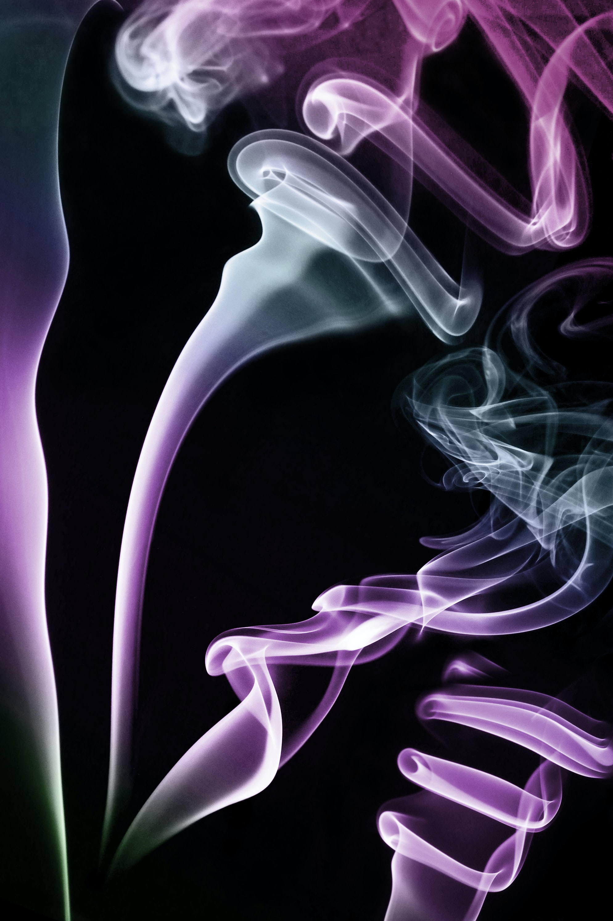 Mobile wallpaper purple, abstract, smoke, violet, cloud, winding, sinuous