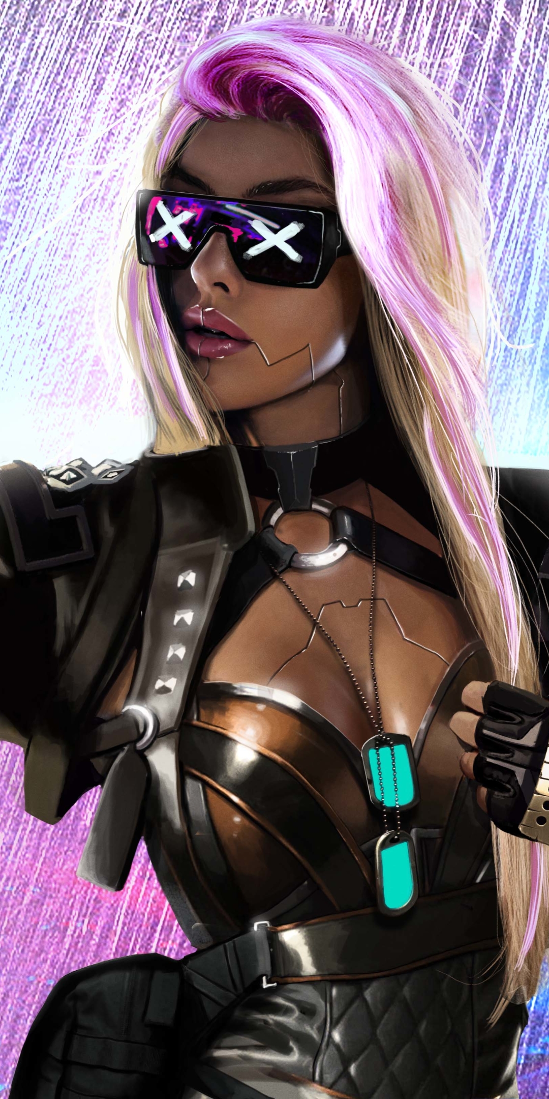 Download mobile wallpaper Cyberpunk, Sci Fi, Blonde, Cyborg, Sunglasses, Woman Warrior for free.