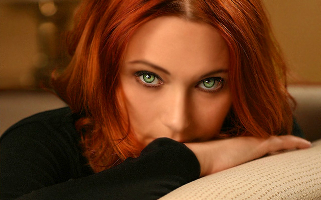 women, model, face, portrait, green eyes, redhead