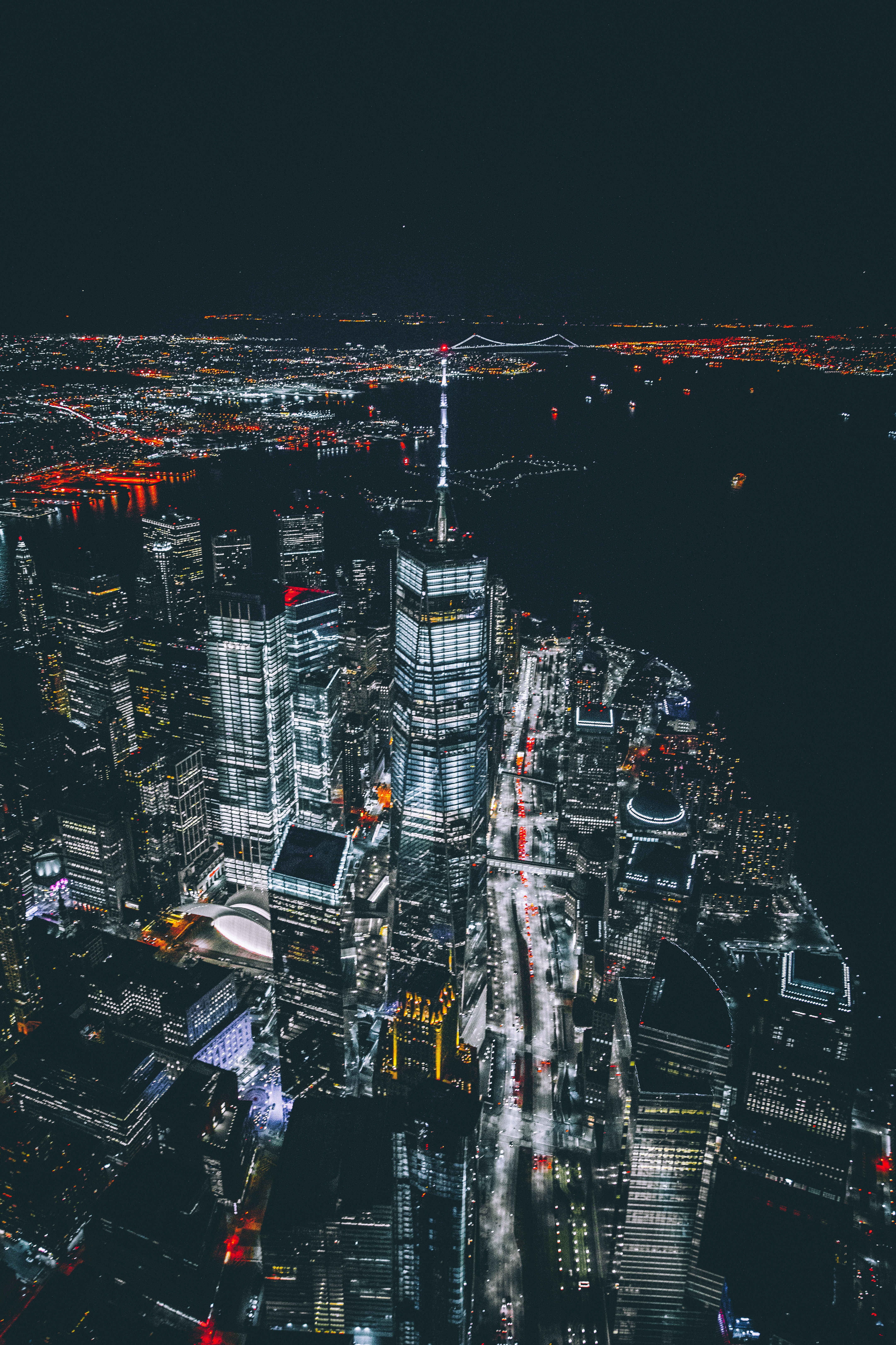 cities, usa, night city, skyscrapers, united states, new york Panoramic Wallpaper
