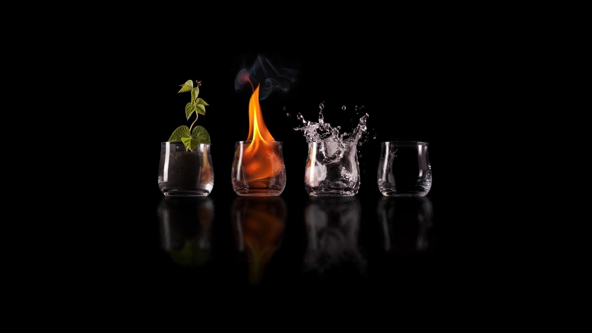 Download mobile wallpaper Water, Leaves, Fire, Background for free.