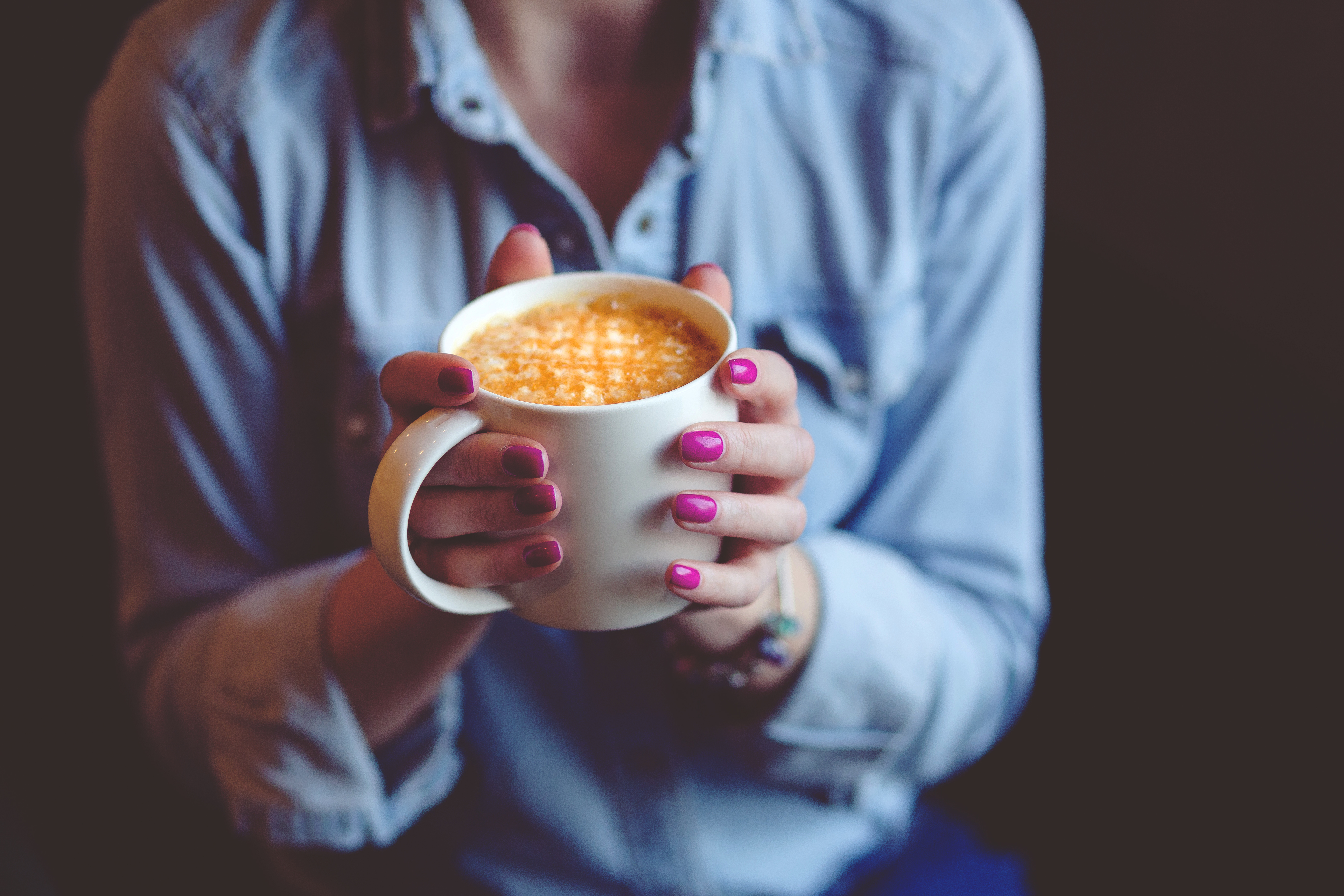 manicure, food, coffee, cup, hands