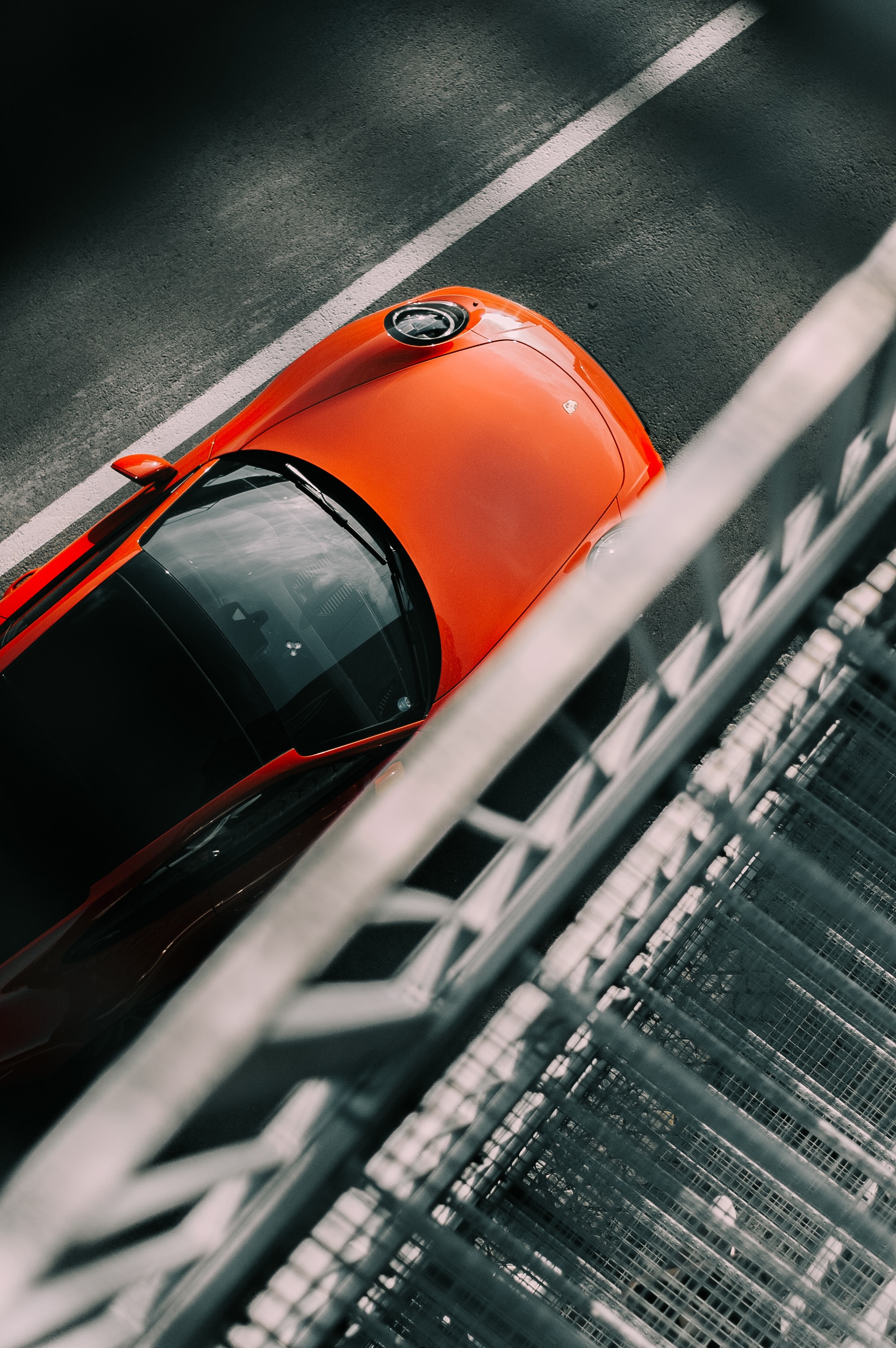 Download mobile wallpaper View From Above, Car, Asphalt, Machine, Cars, Porsche for free.
