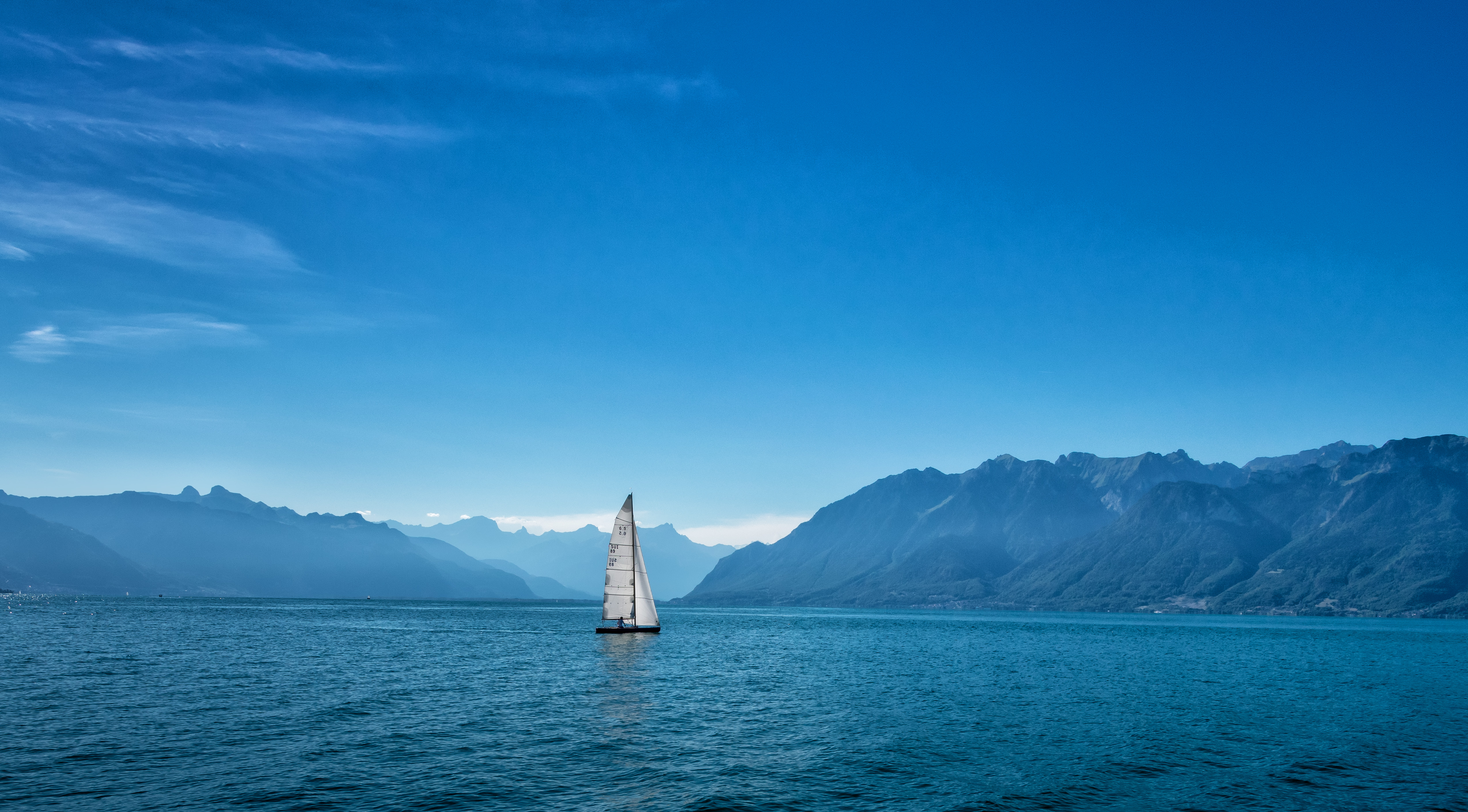 nature, mountains, sailboat, sea, sailfish, ship 4K