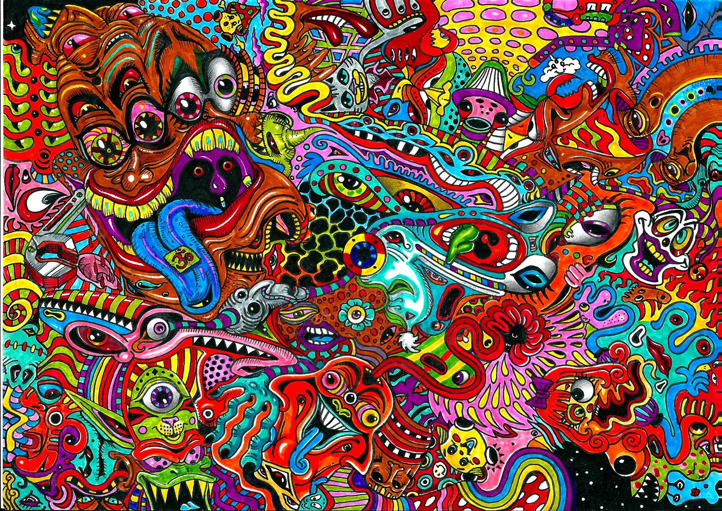 drawing, colorful, artistic, psychedelic, surreal