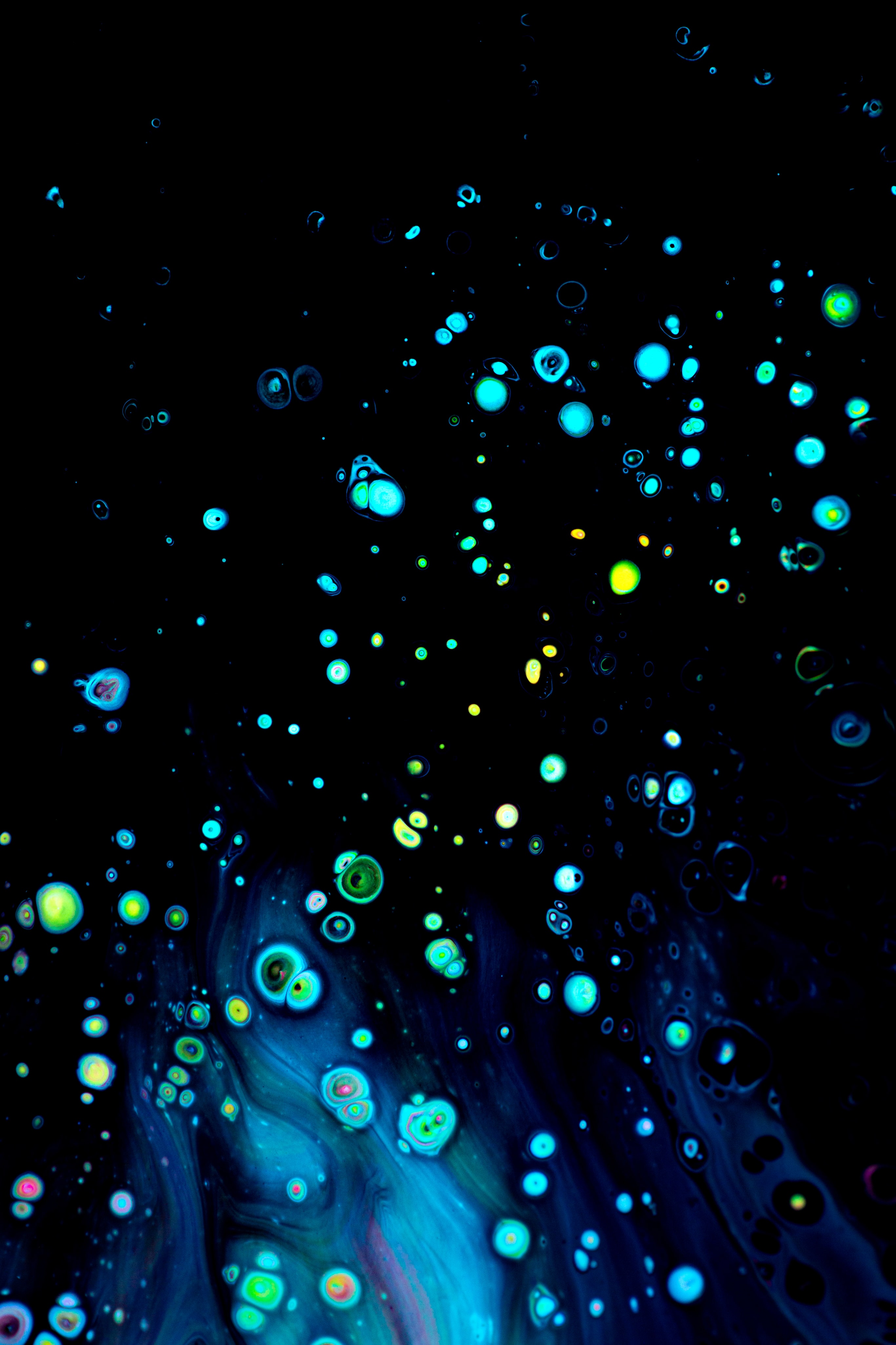 Download mobile wallpaper Spots, Paint, Stains, Liquid, Bubbles, Abstract, Dark for free.