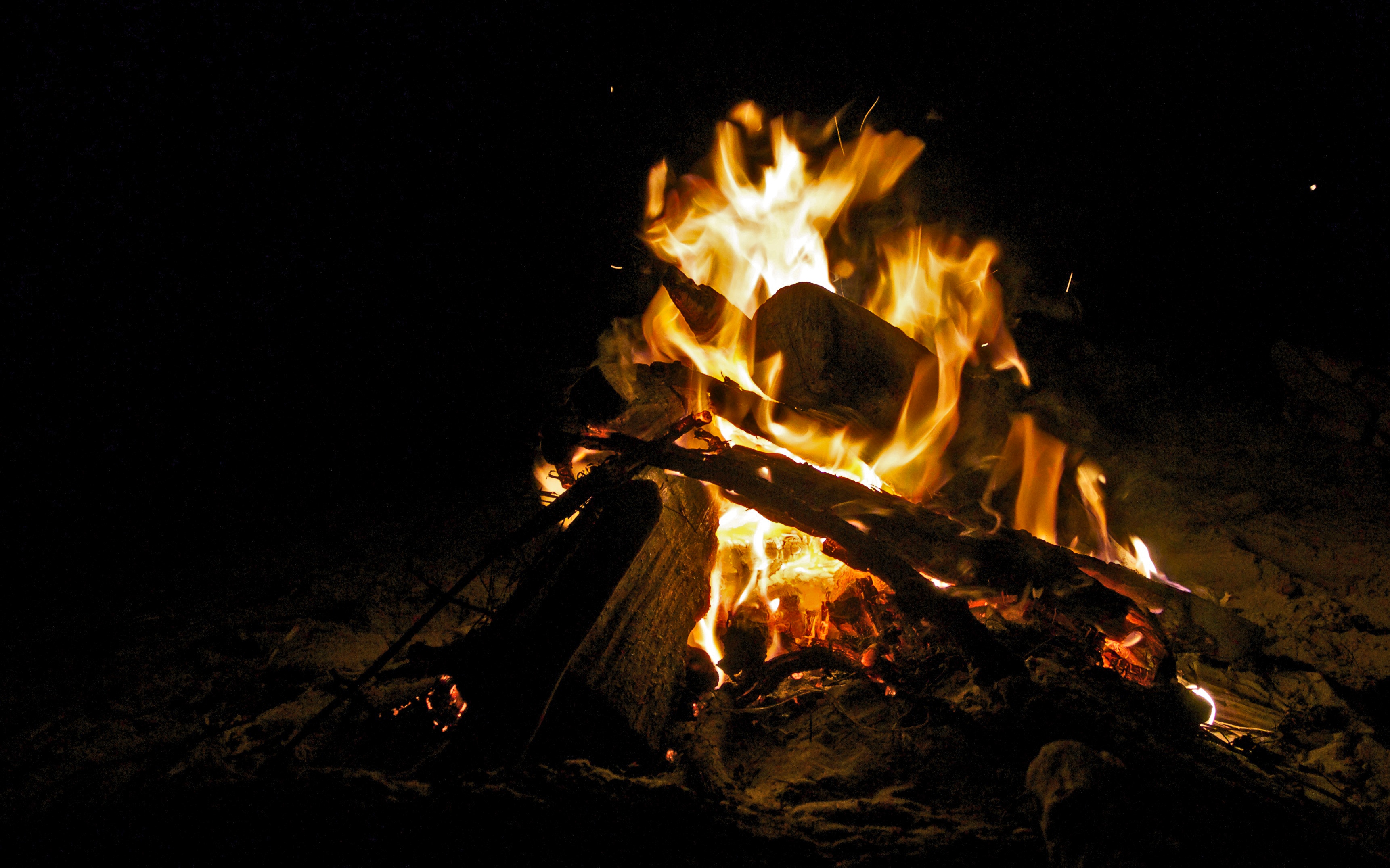 dark, firewood, bonfire, fire, flame phone wallpaper