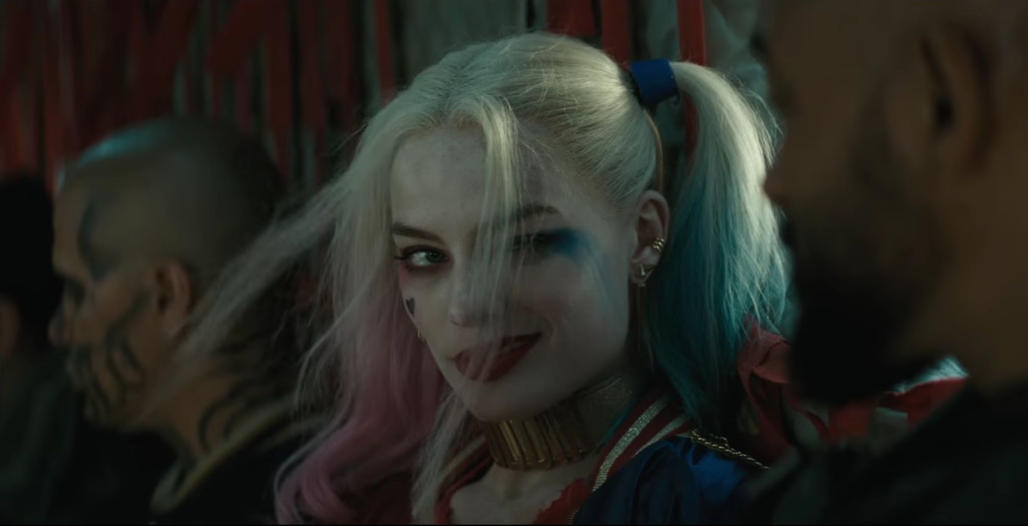 harley quinn, movie, suicide squad, margot robbie, two toned hair, wink 1080p