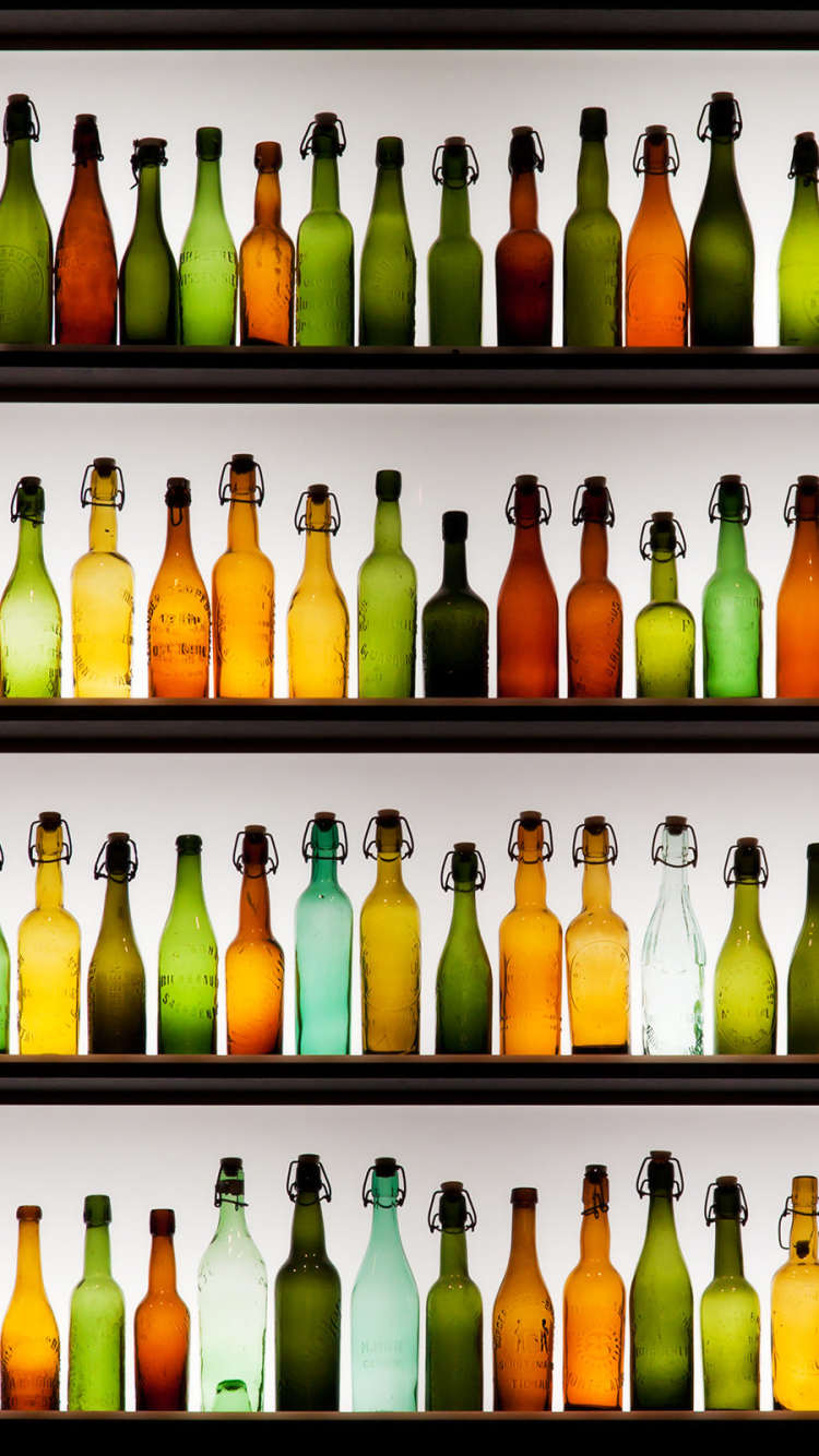 glass, man made, bottle, colors, orange (color), green, shelf, brown lock screen backgrounds