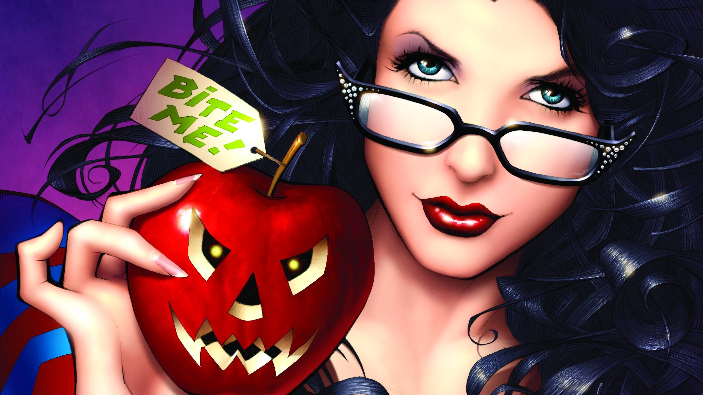 Download mobile wallpaper Apple, Halloween, Holiday, Snow White, Comics, Jack O' Lantern, Grimm Fairy Tales for free.