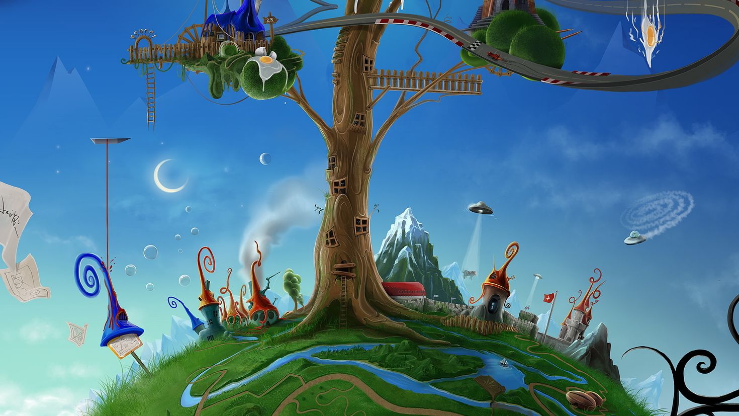 Остров мечтателей. Сказочное дерево. Фантастические пейзажи. Сказочная Планета. Фантастические рисунки.