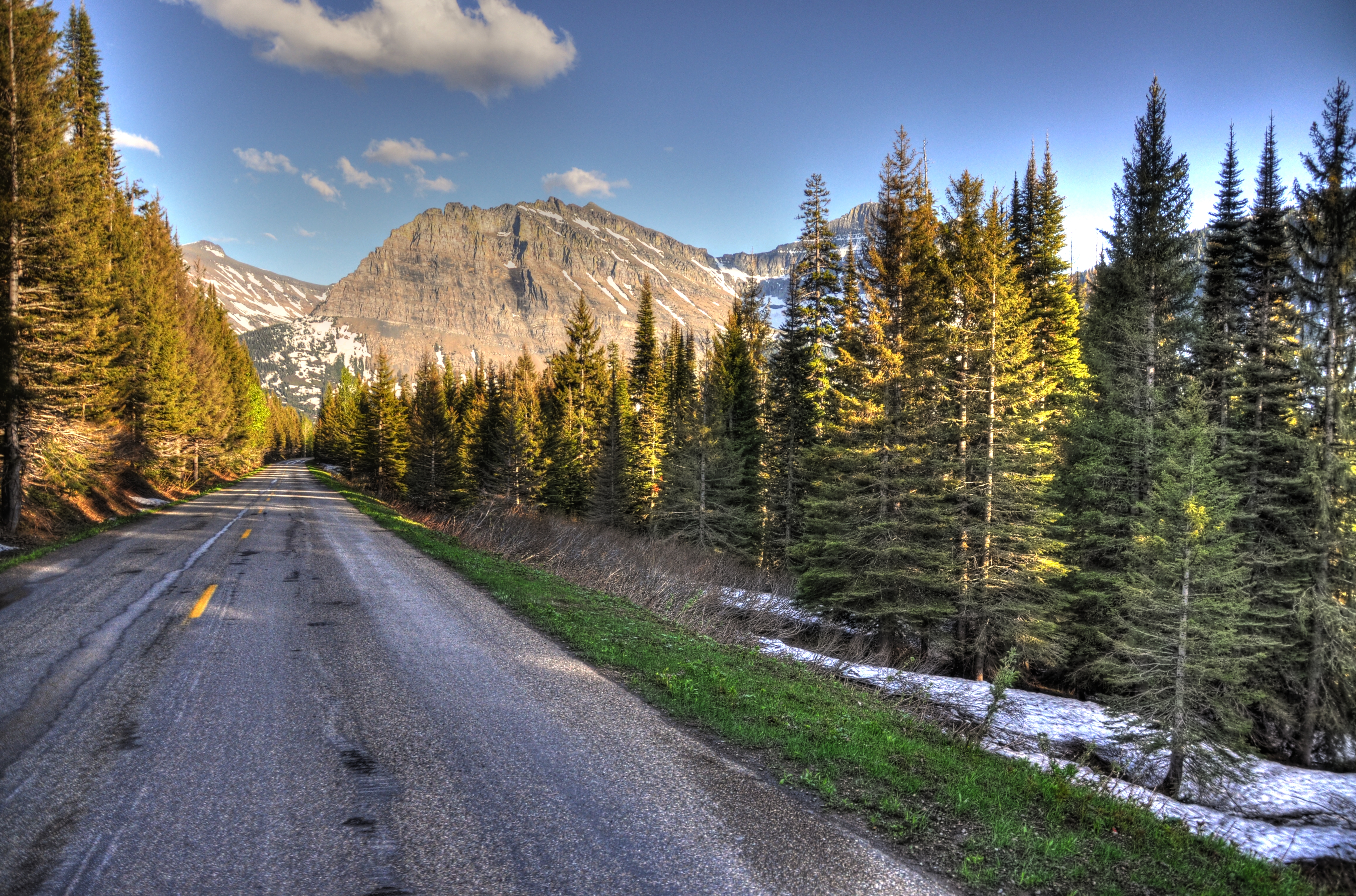 nature, trees, mountains, road, markup, dahl, distance HD wallpaper