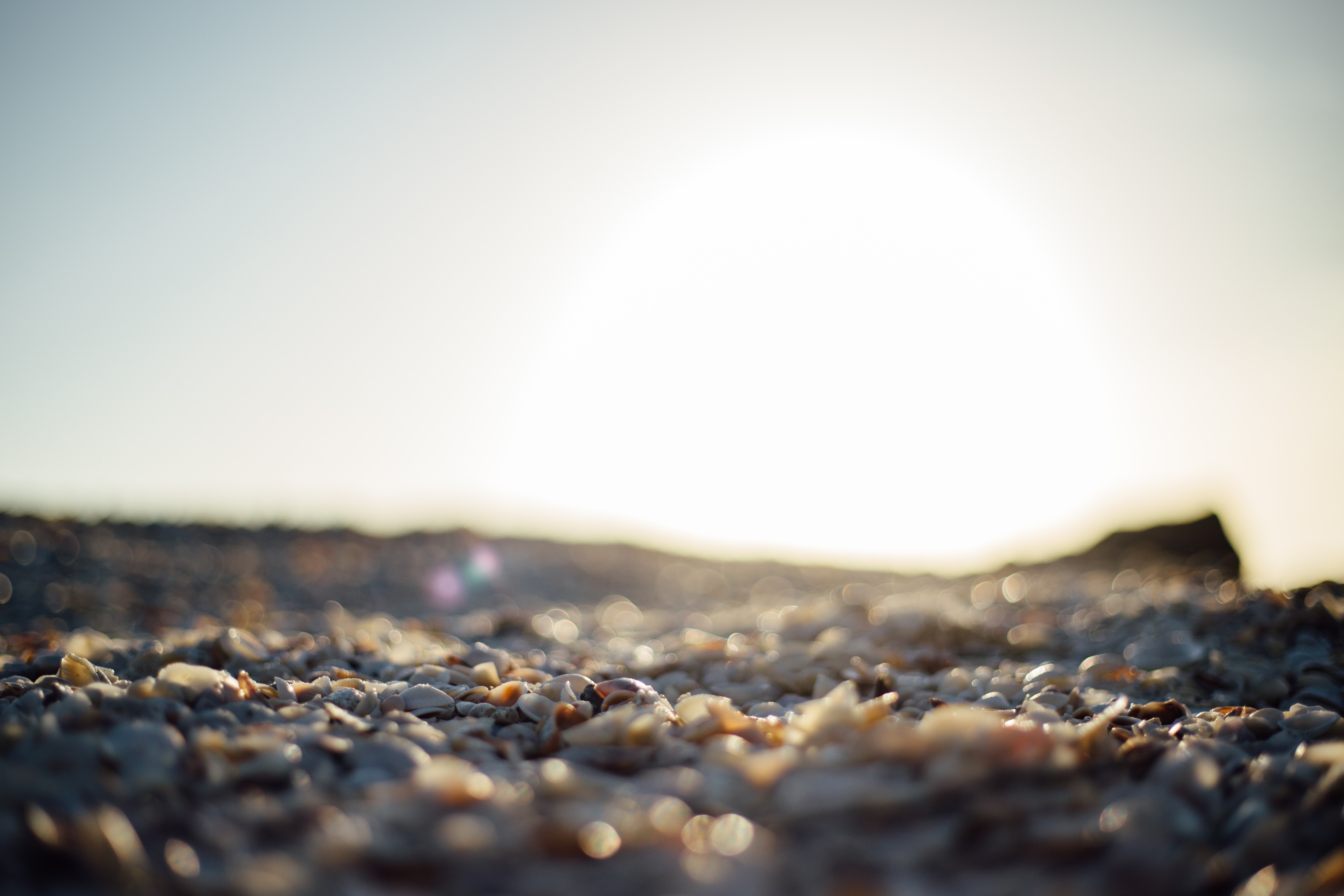 earth, beach, pebbles, sunset Full HD