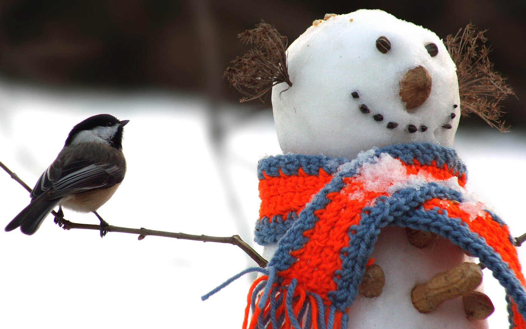 Download mobile wallpaper Winter, Landscape, Snow, Snowman for free.
