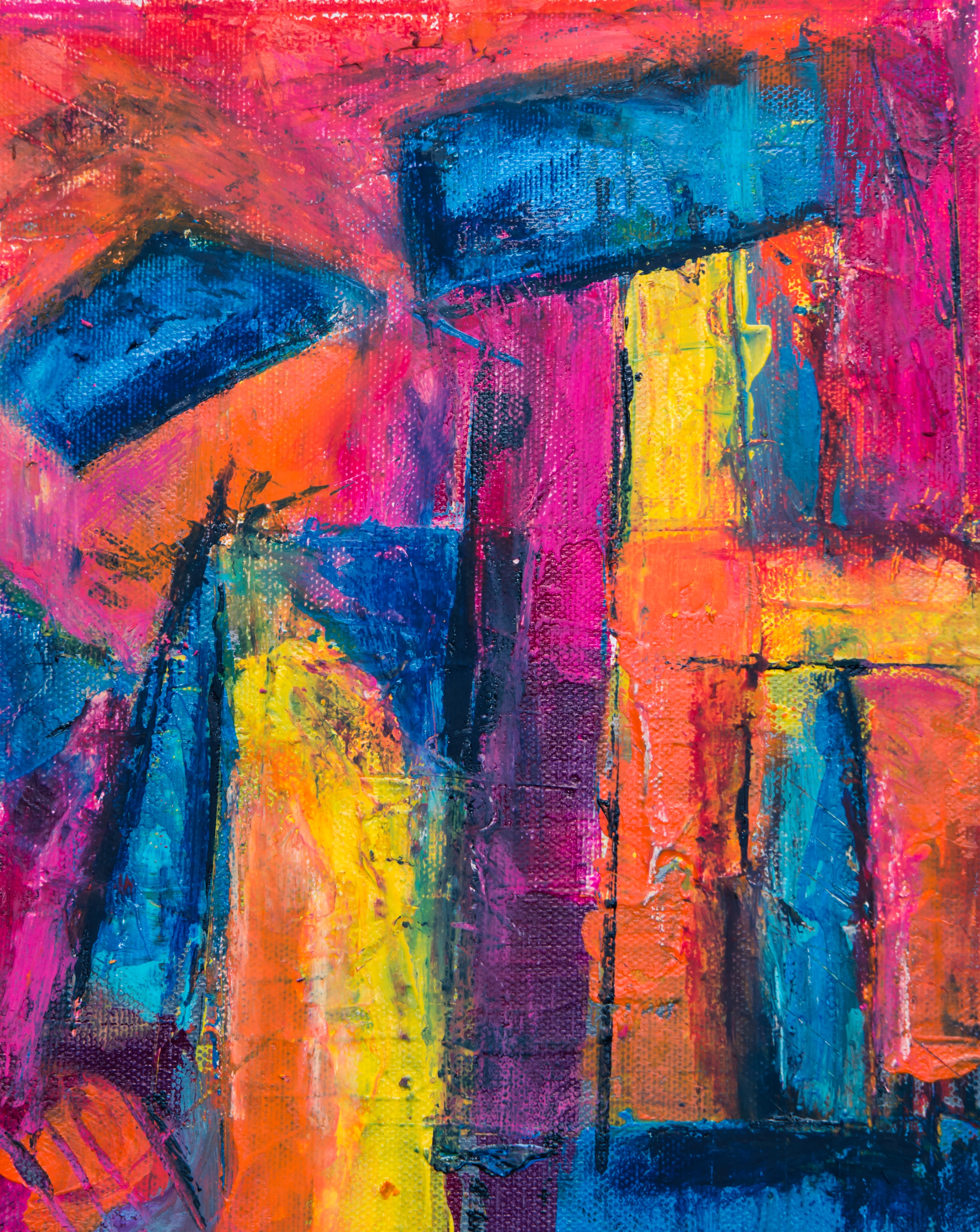 abstract, multicolored, motley, paint, canvas, smears, strokes UHD
