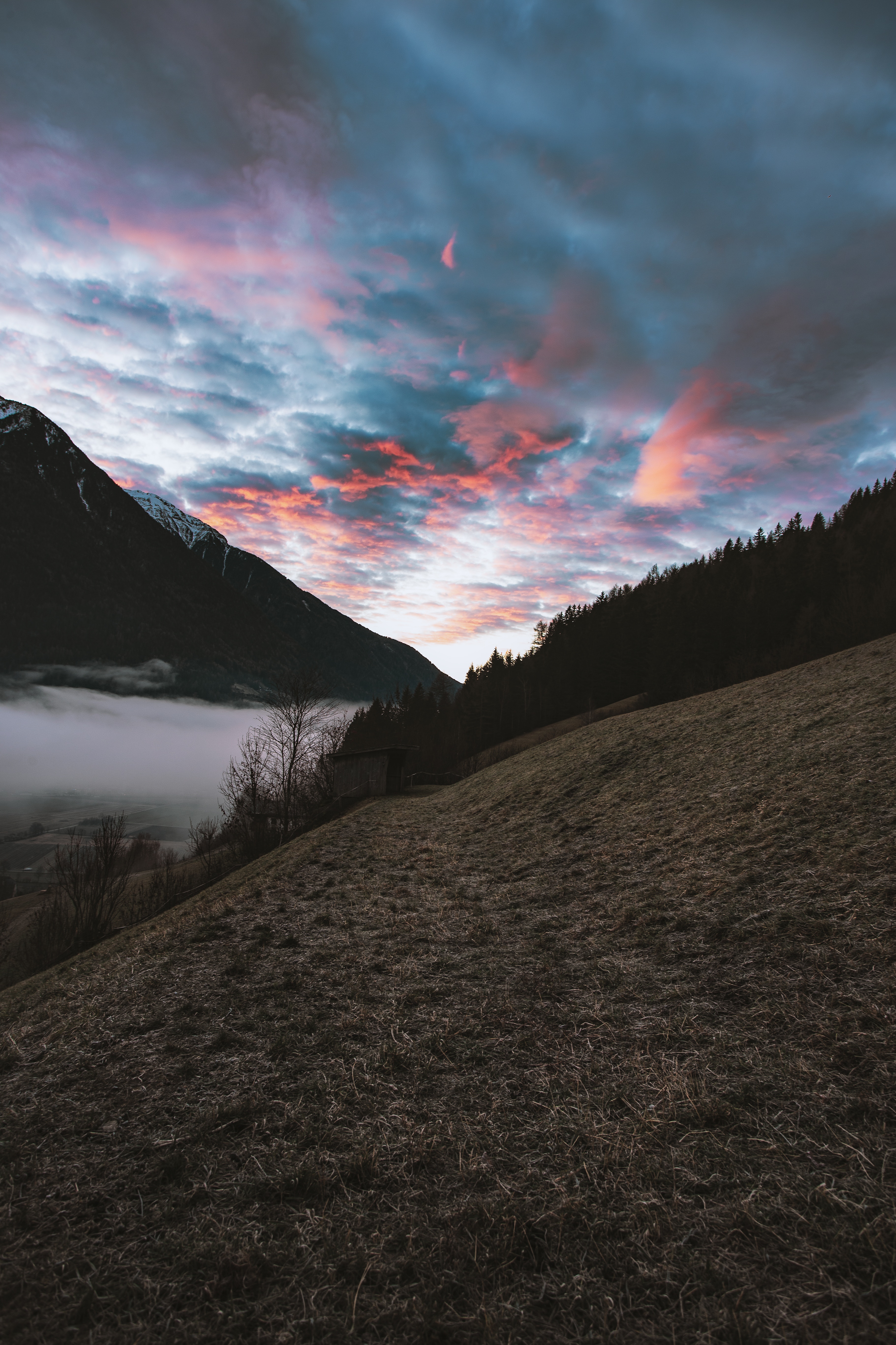 Download mobile wallpaper South Tyrol, Grass, Clouds, Sky, Mountains, Nature, Italy for free.
