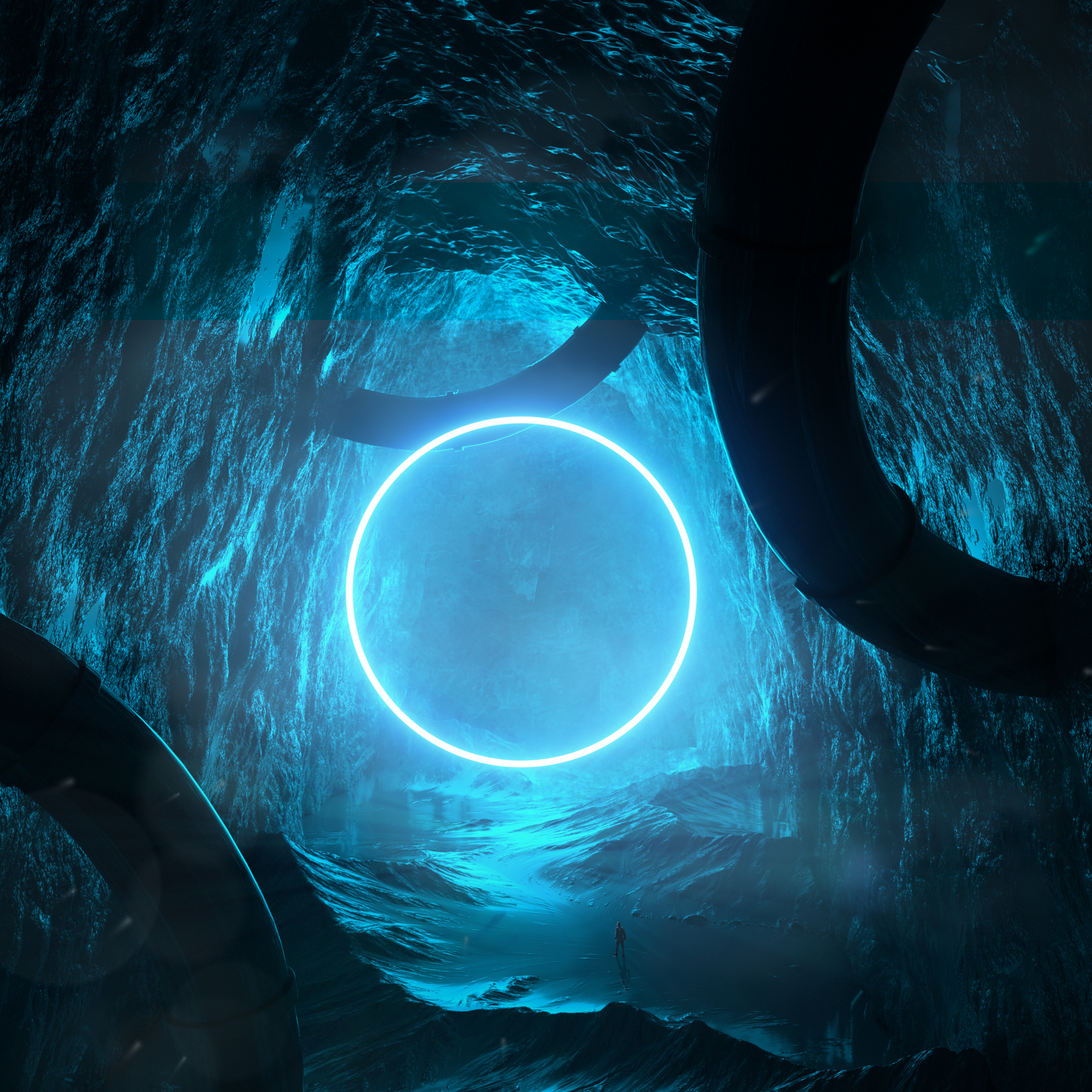 Free download wallpaper Glow, Bright, Circle, Cave, 3D on your PC desktop