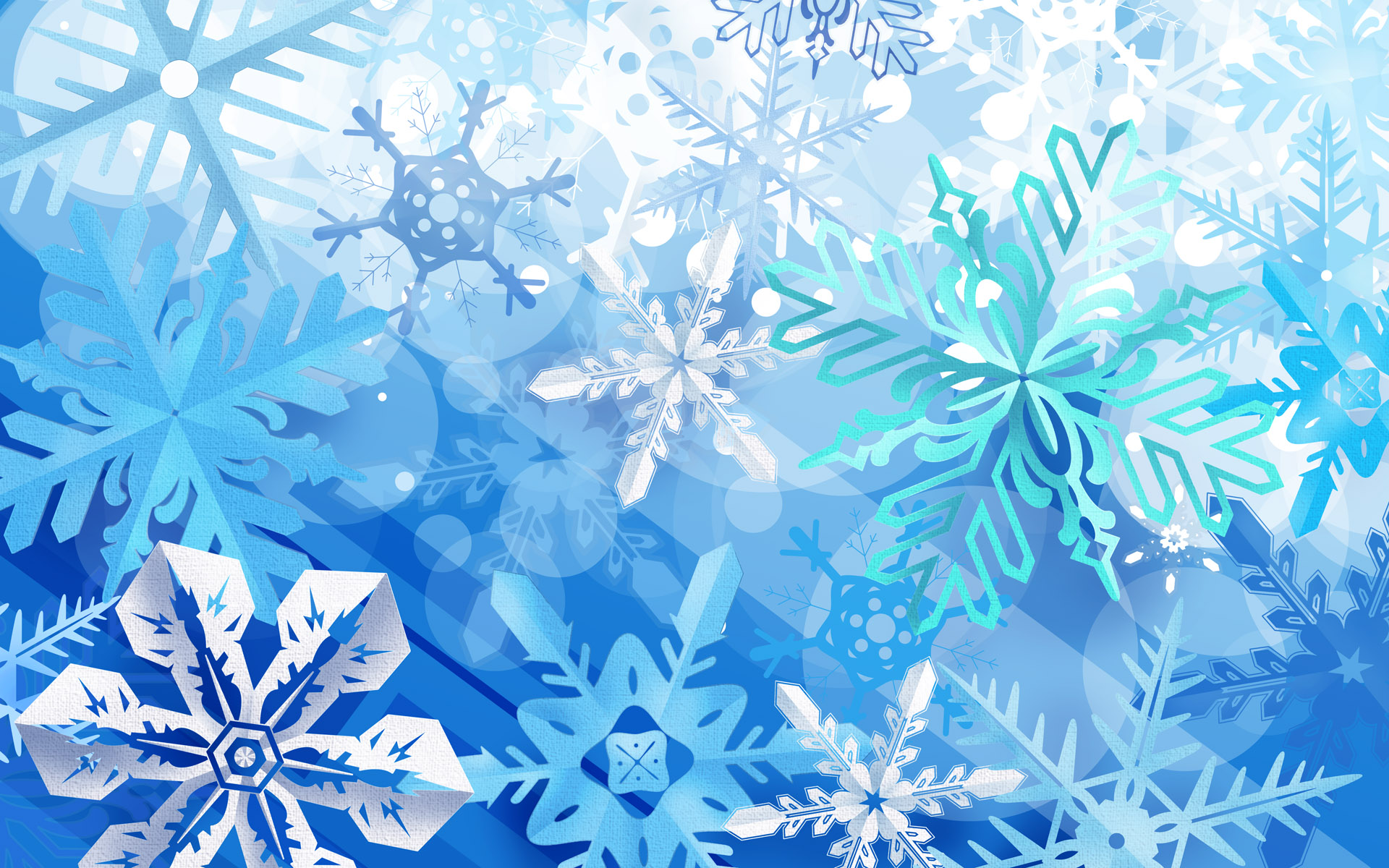snowflake, blue, artistic Full HD
