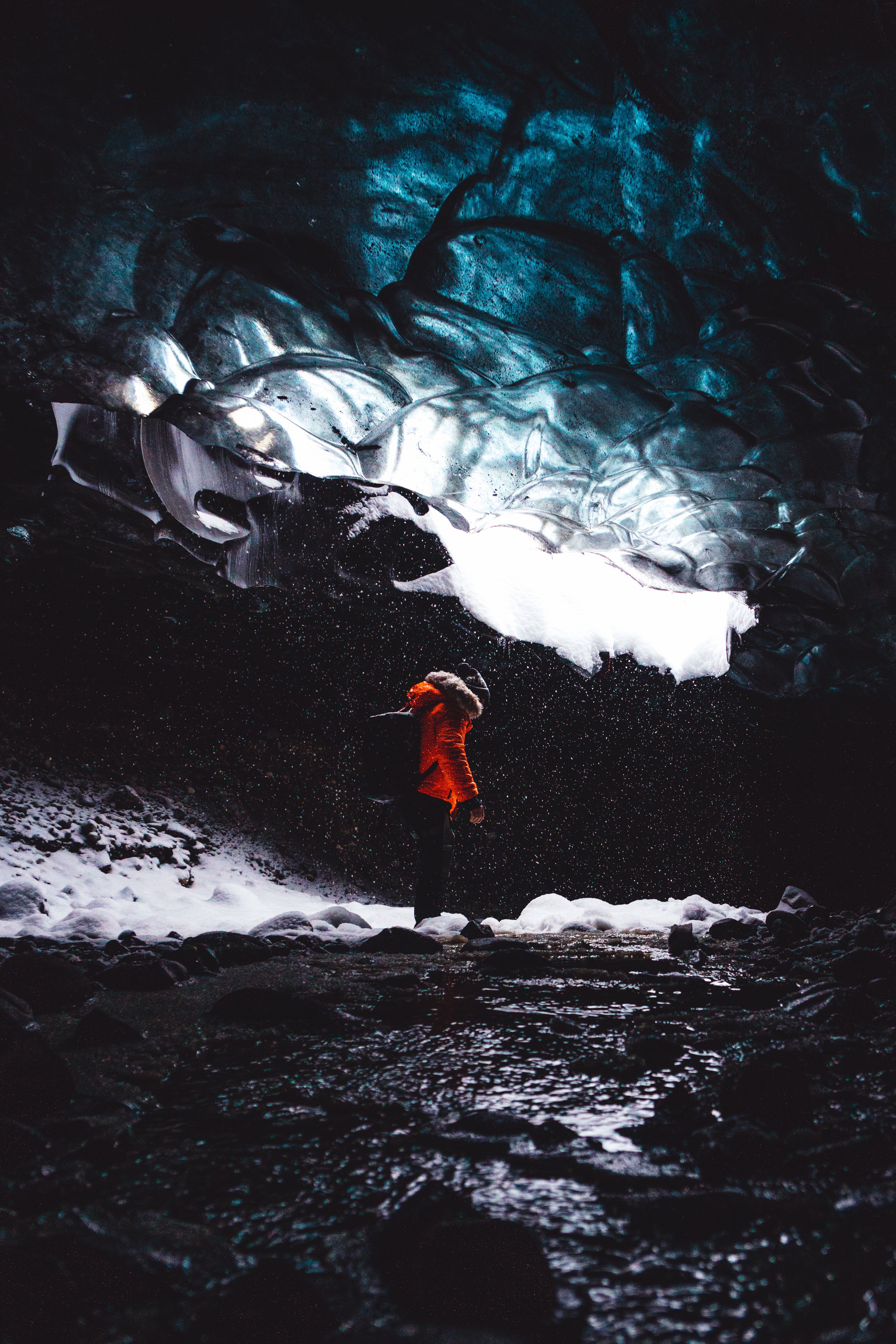nature, ice, snow, human, person, cave, ice floes, tourist
