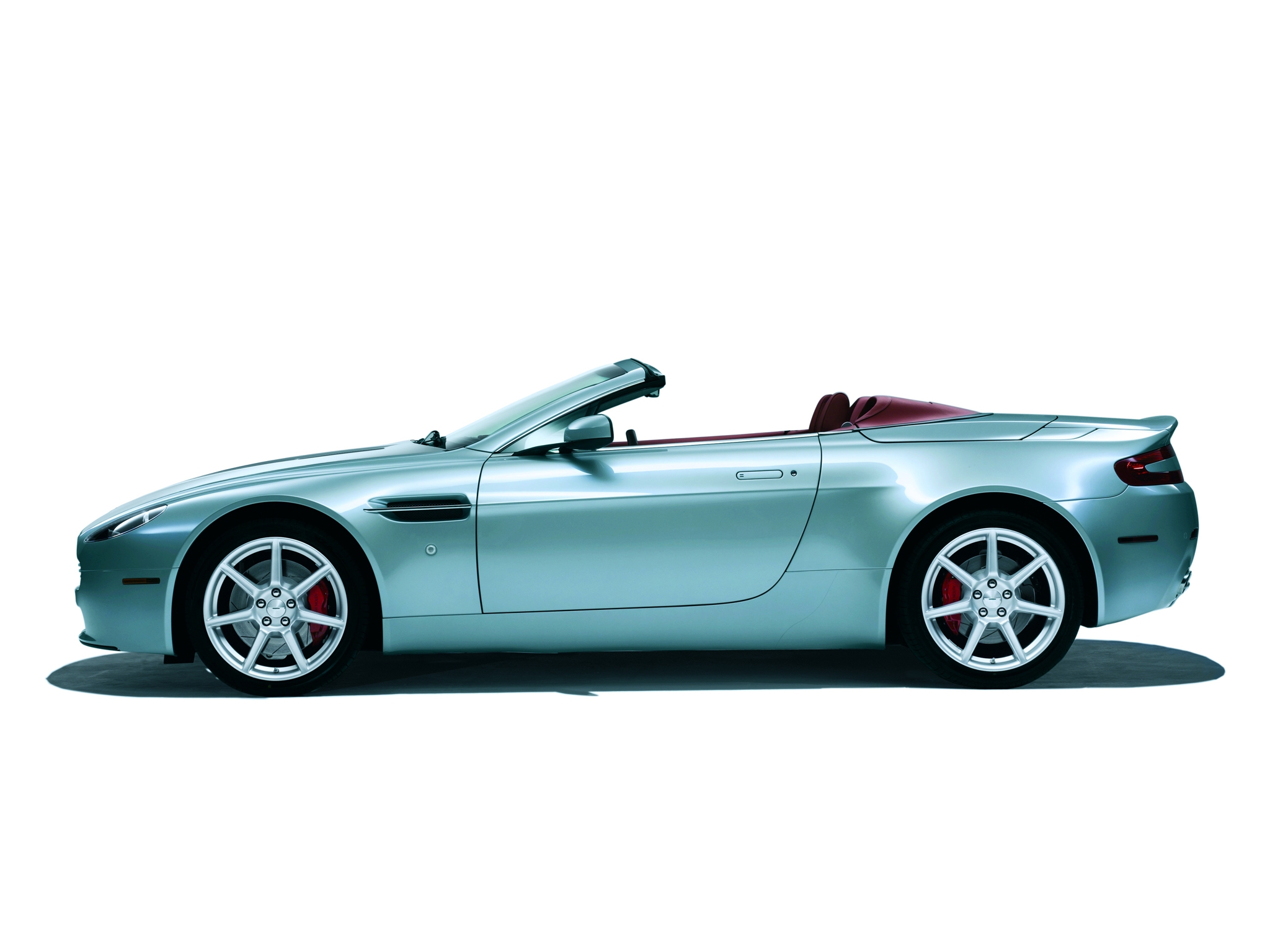 Скачать обои бесплатно Vantage, V8, 2006, Тачки (Cars), Вид Сбоку, Кабриолет, Астон Мартин (Aston Martin), Зеленый, Машины картинка на рабочий стол ПК