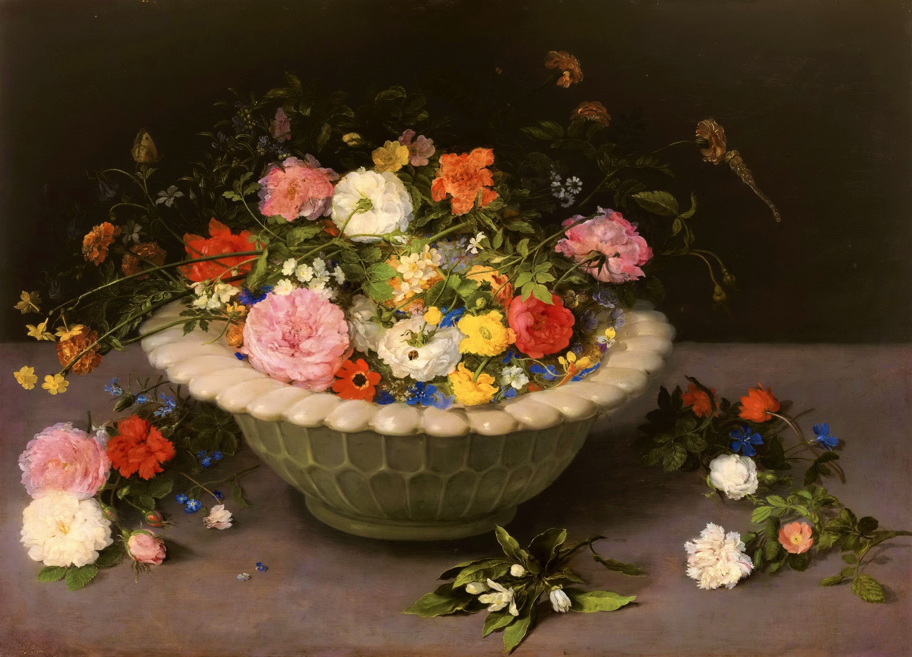 artistic, painting, bowl, colorful, flower, still life UHD