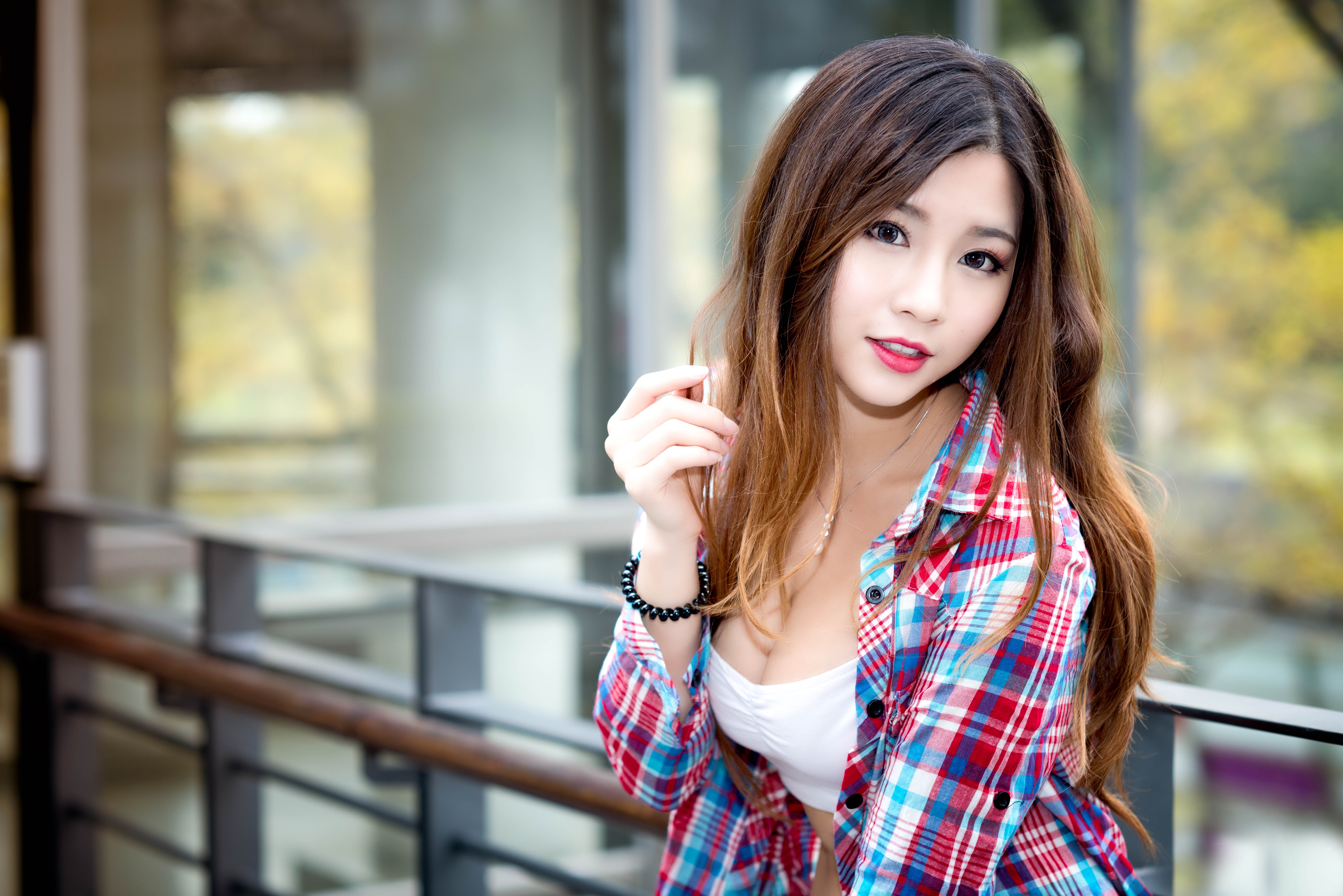 Free download wallpaper Brunette, Model, Women, Asian, Lipstick, Depth Of Field on your PC desktop