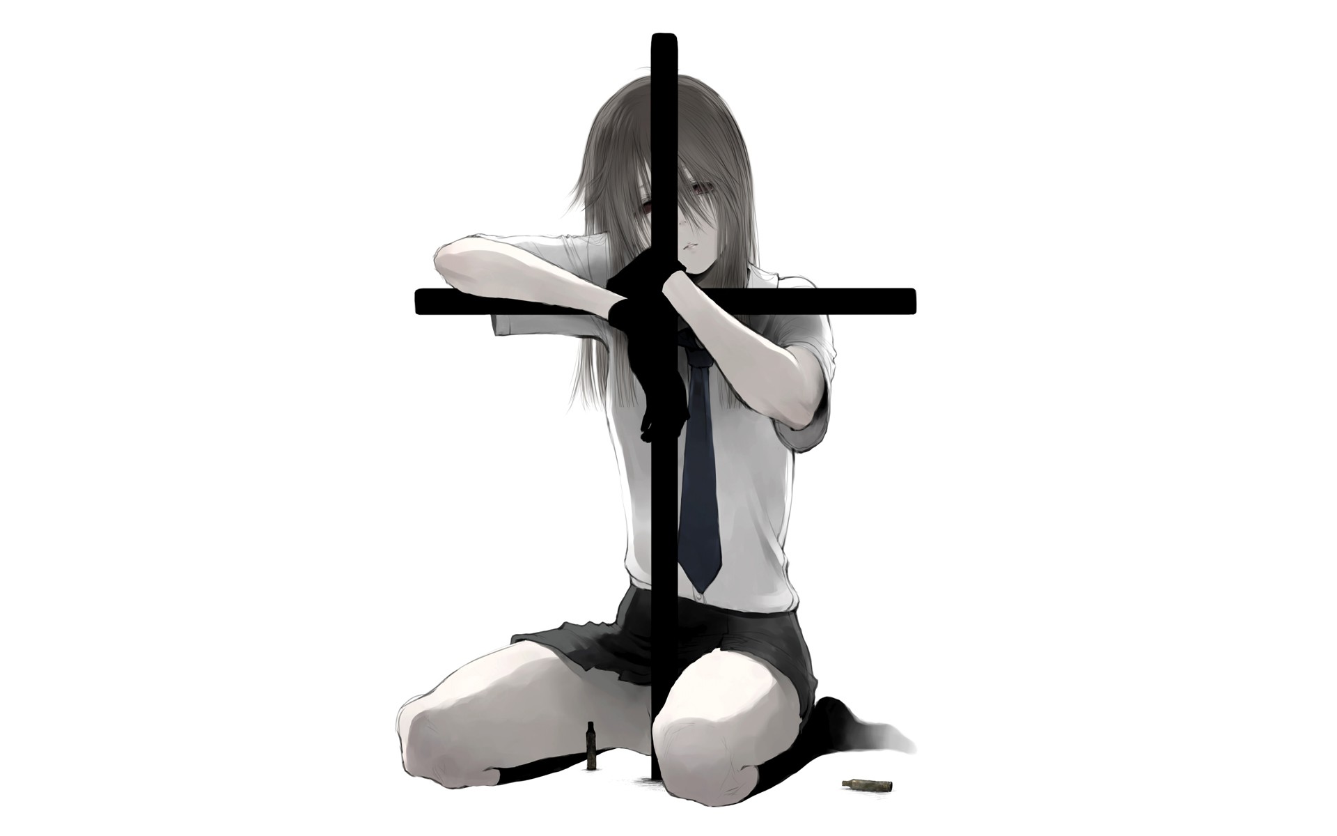 Аниме девушка с крестом
