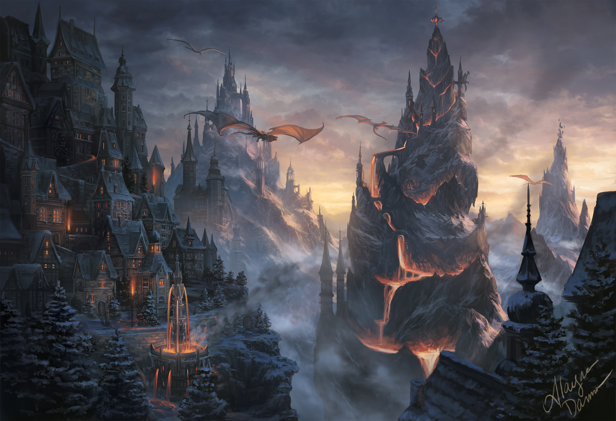 Город драконов фэнтези
