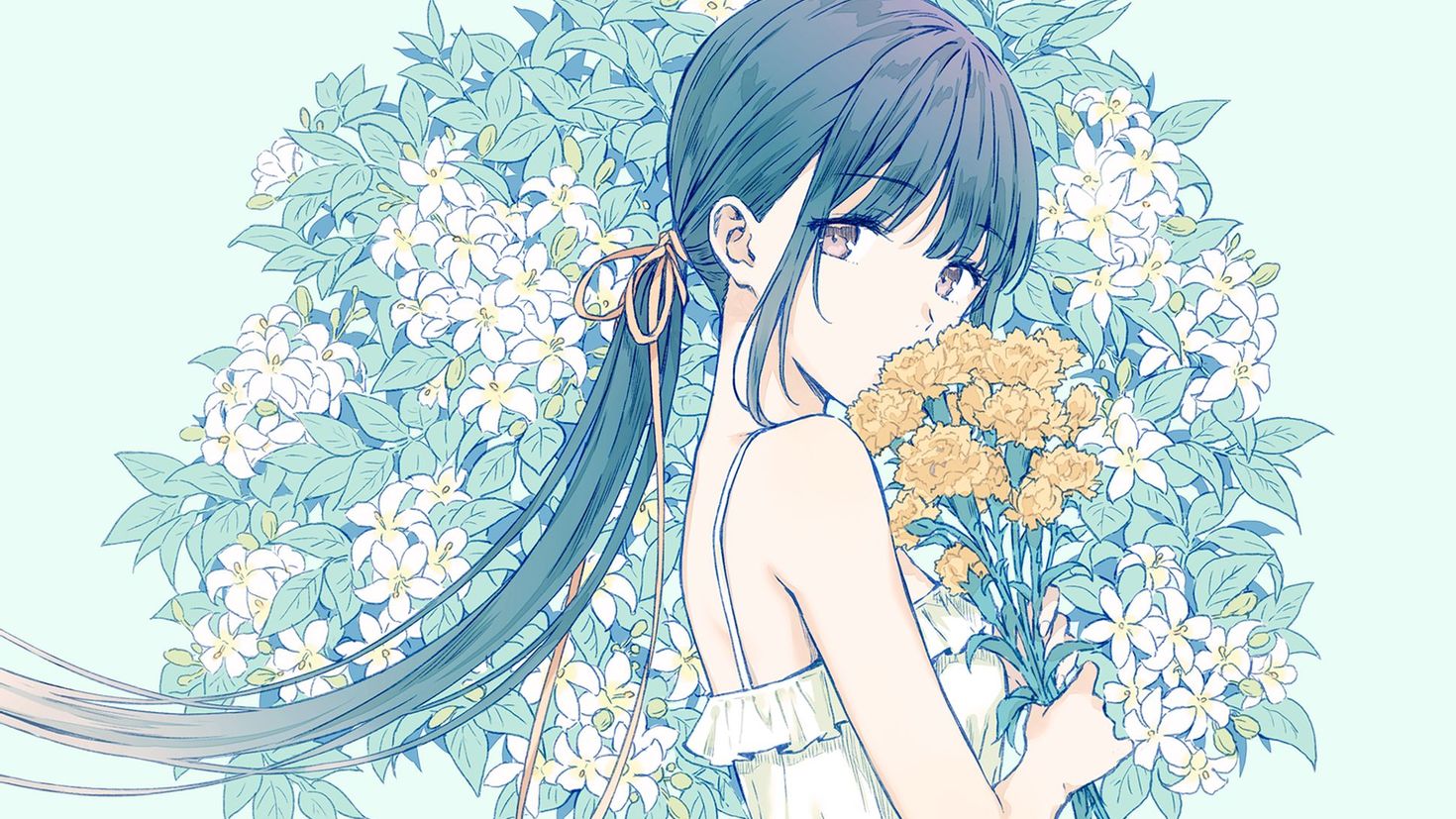 Нарисованные цветы аниме
