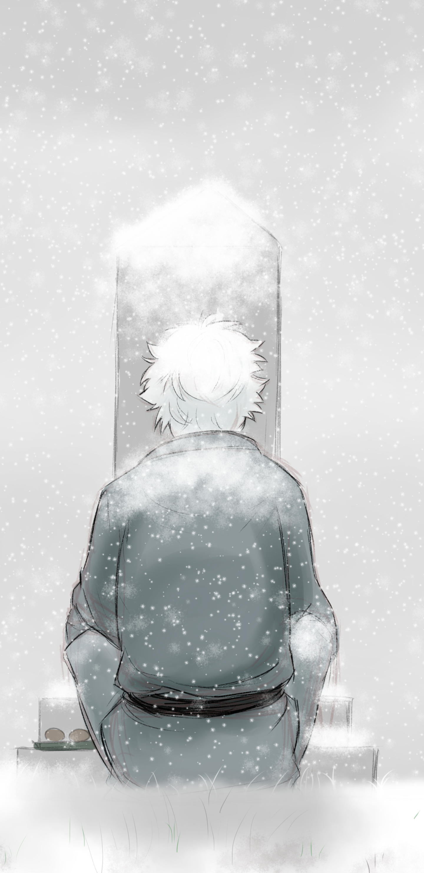 Download mobile wallpaper Anime, Winter, Snow, Grave, White Hair, Gintama, Gintoki Sakata for free.