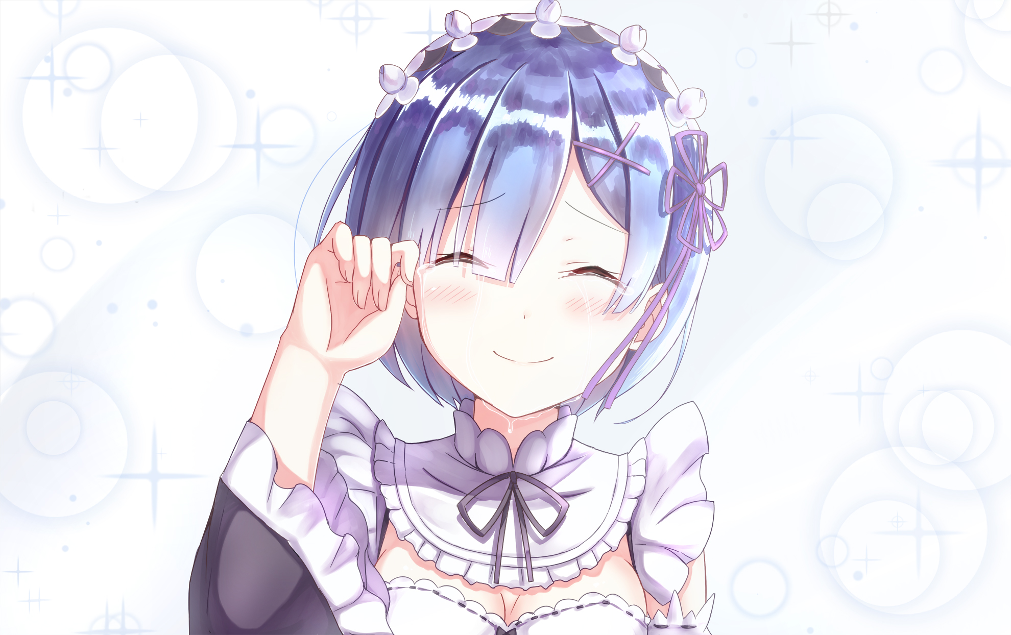 re:zero starting life in another world, blue hair, anime, rem (re:zero)