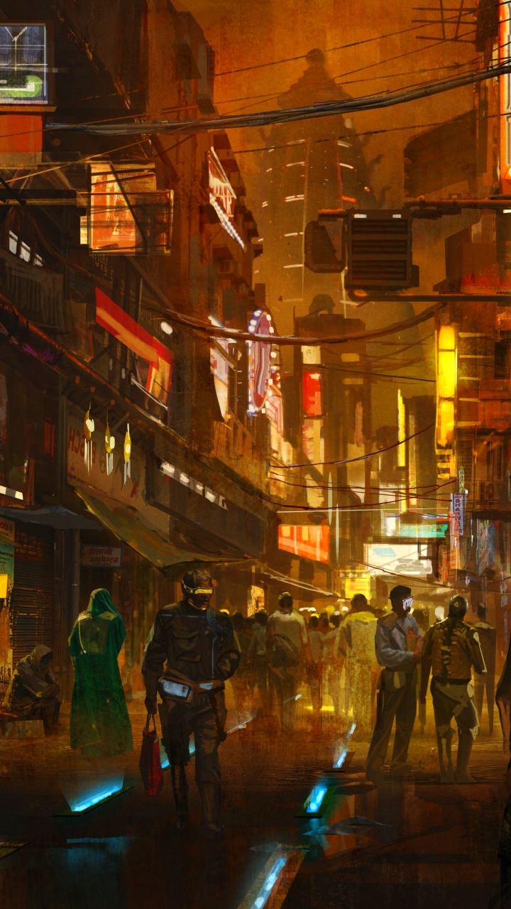 HD Wallpaper for phone - Futuristic Cyberpunk Street