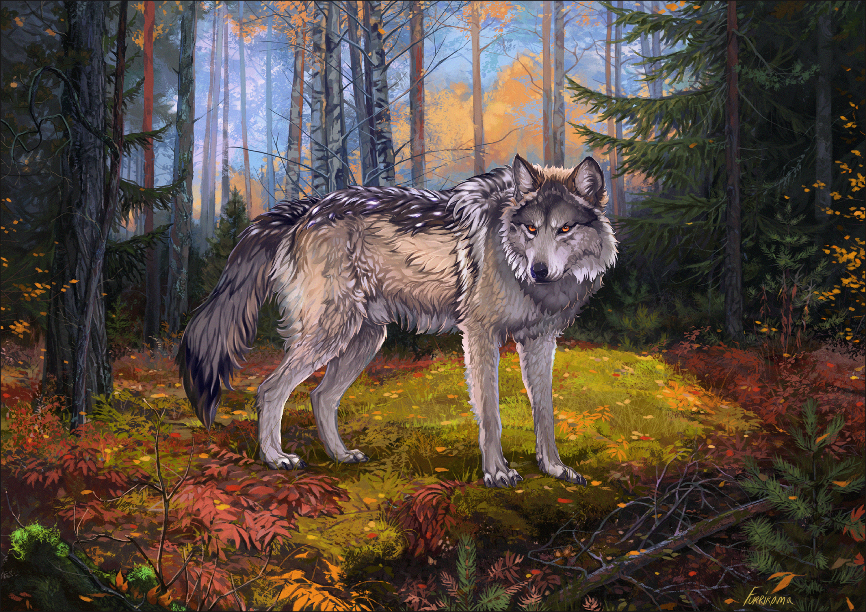 Laden Sie das Wildlife, Wilde Natur, Wald, Kunst, Wolf-Bild kostenlos auf Ihren PC-Desktop herunter