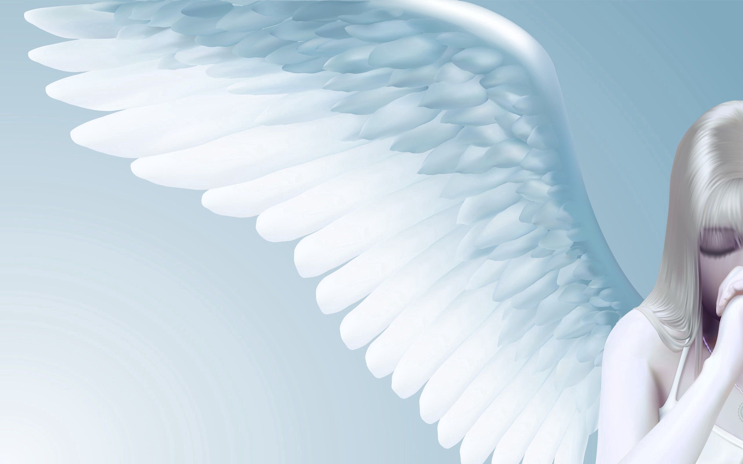 wings, art, light coloured, light, girl, angel 4K Ultra