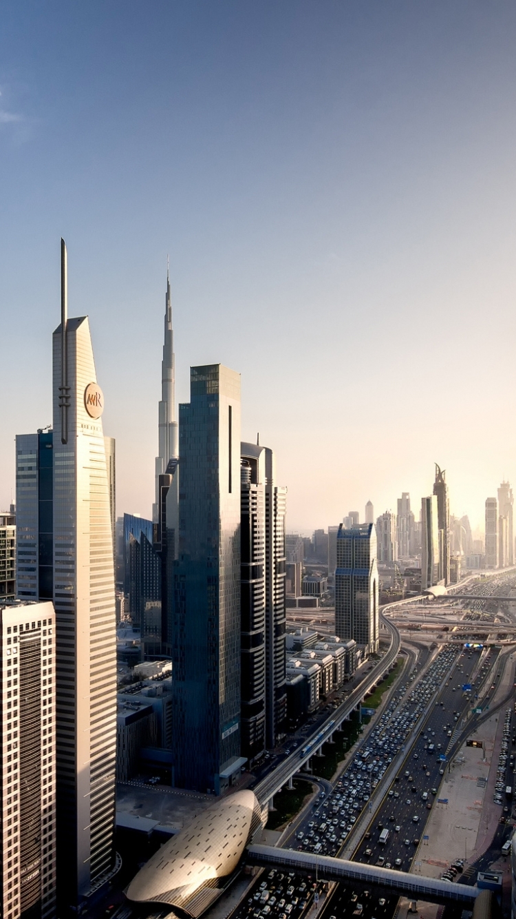 traffic, man made, dubai, united arab emirates, cityscape, monorail, sheikh zayed avenue, skyscraper, megapolis, rose tower, cities HD wallpaper