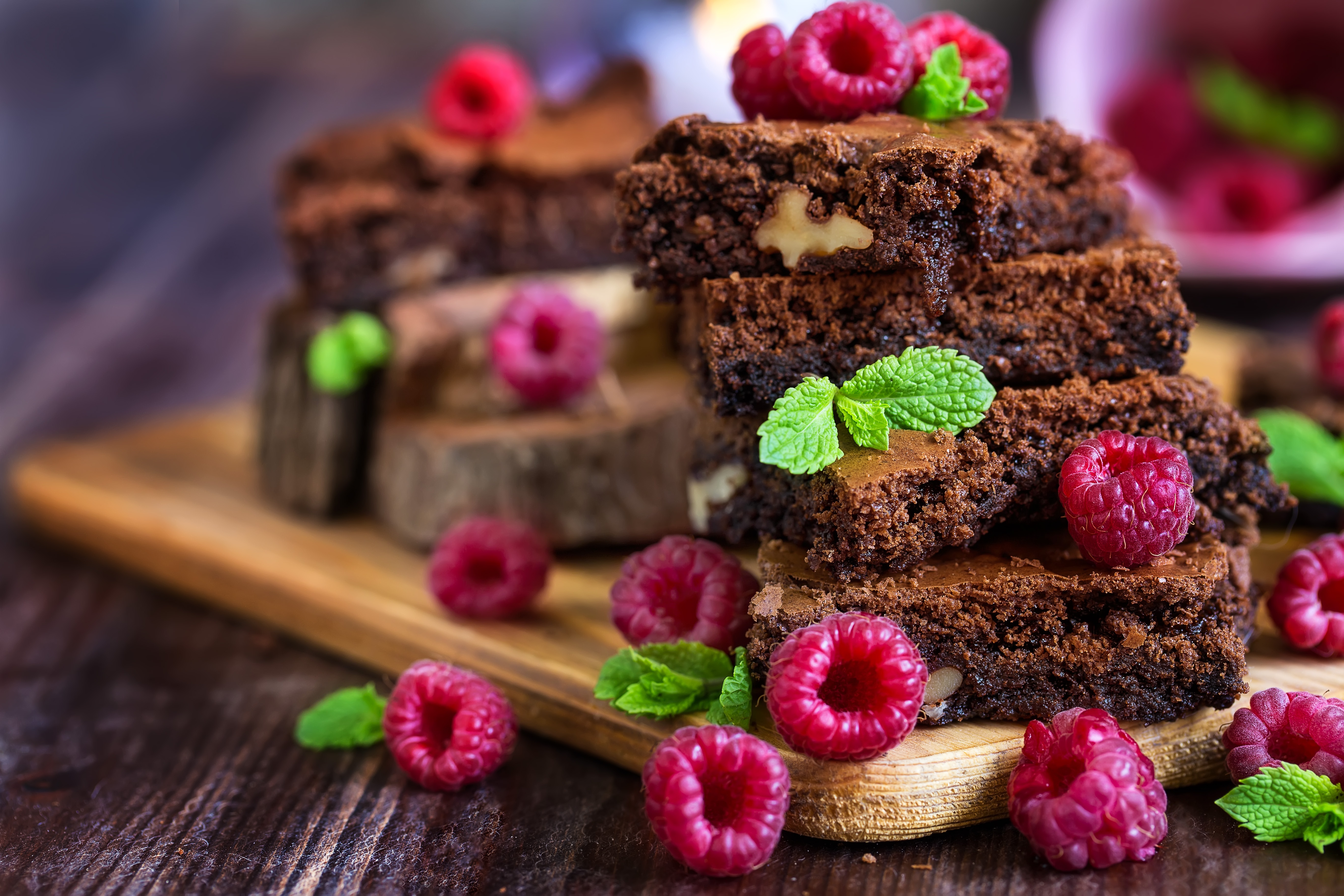 1920 x 1080 picture food, brownie, berry, dessert, fruit, pastry, raspberry
