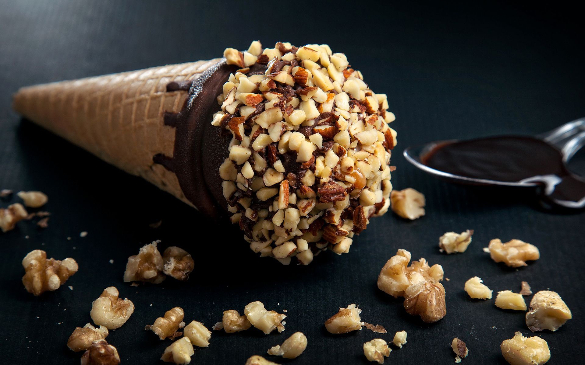 Ice Cream with Nuts background