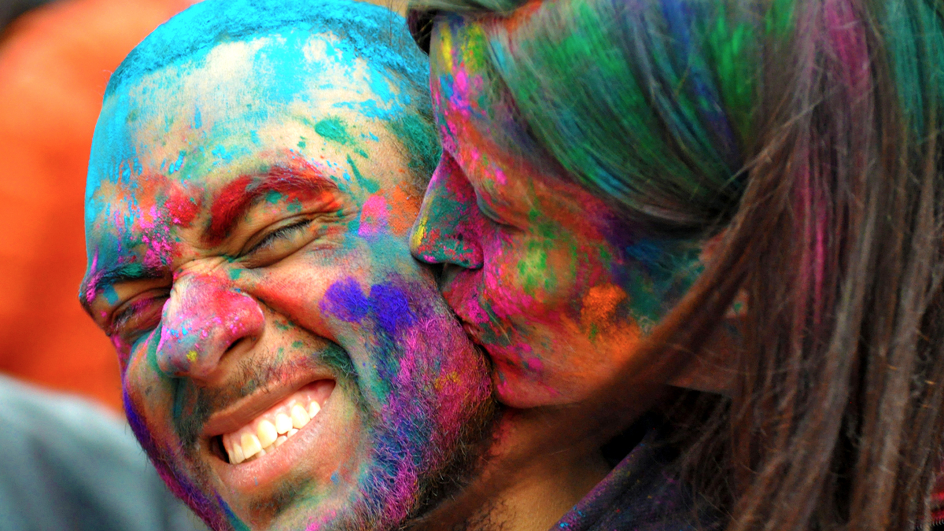 wallpapers holi, holiday, colors, couple