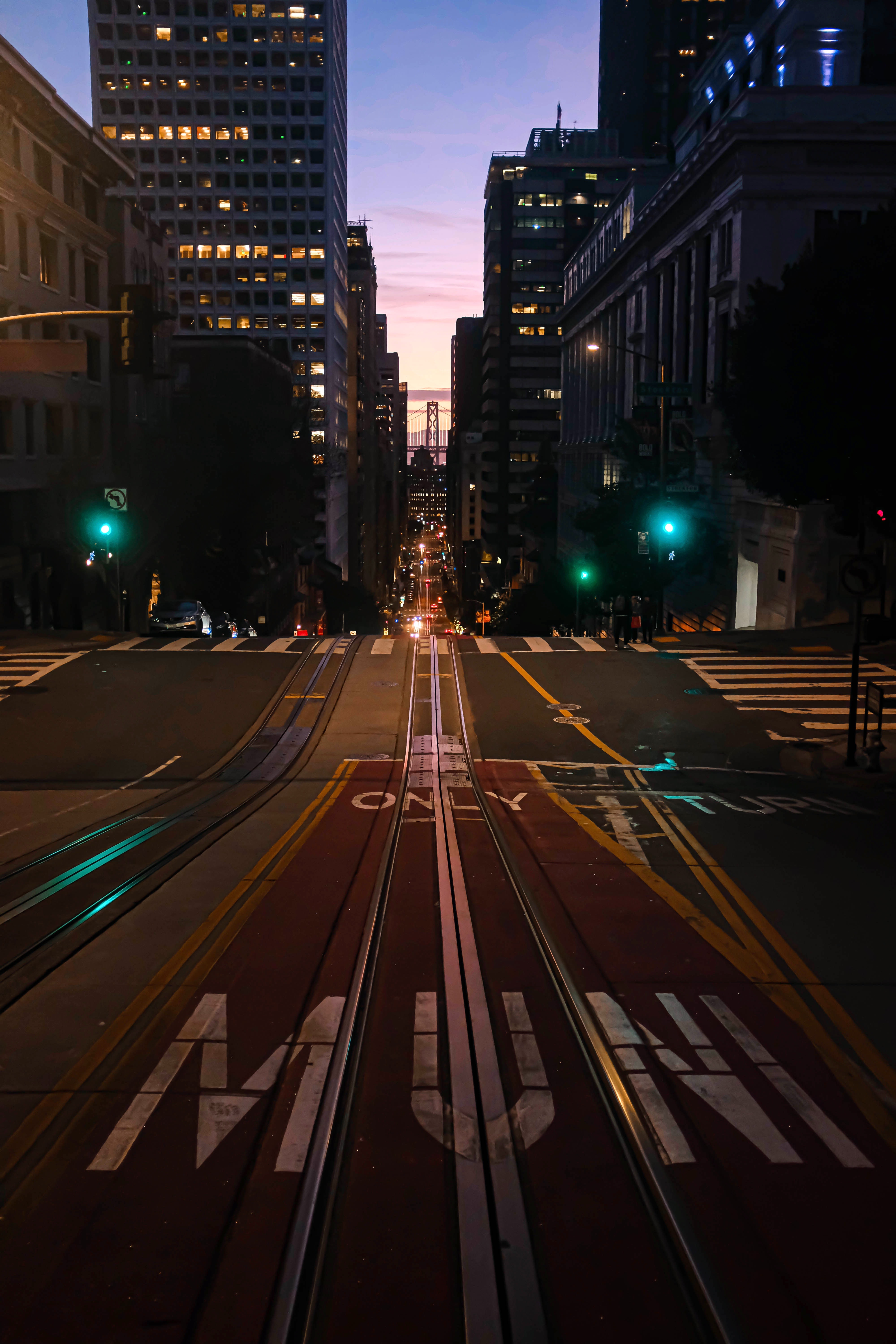 night city, cities, road, building, rails HD wallpaper