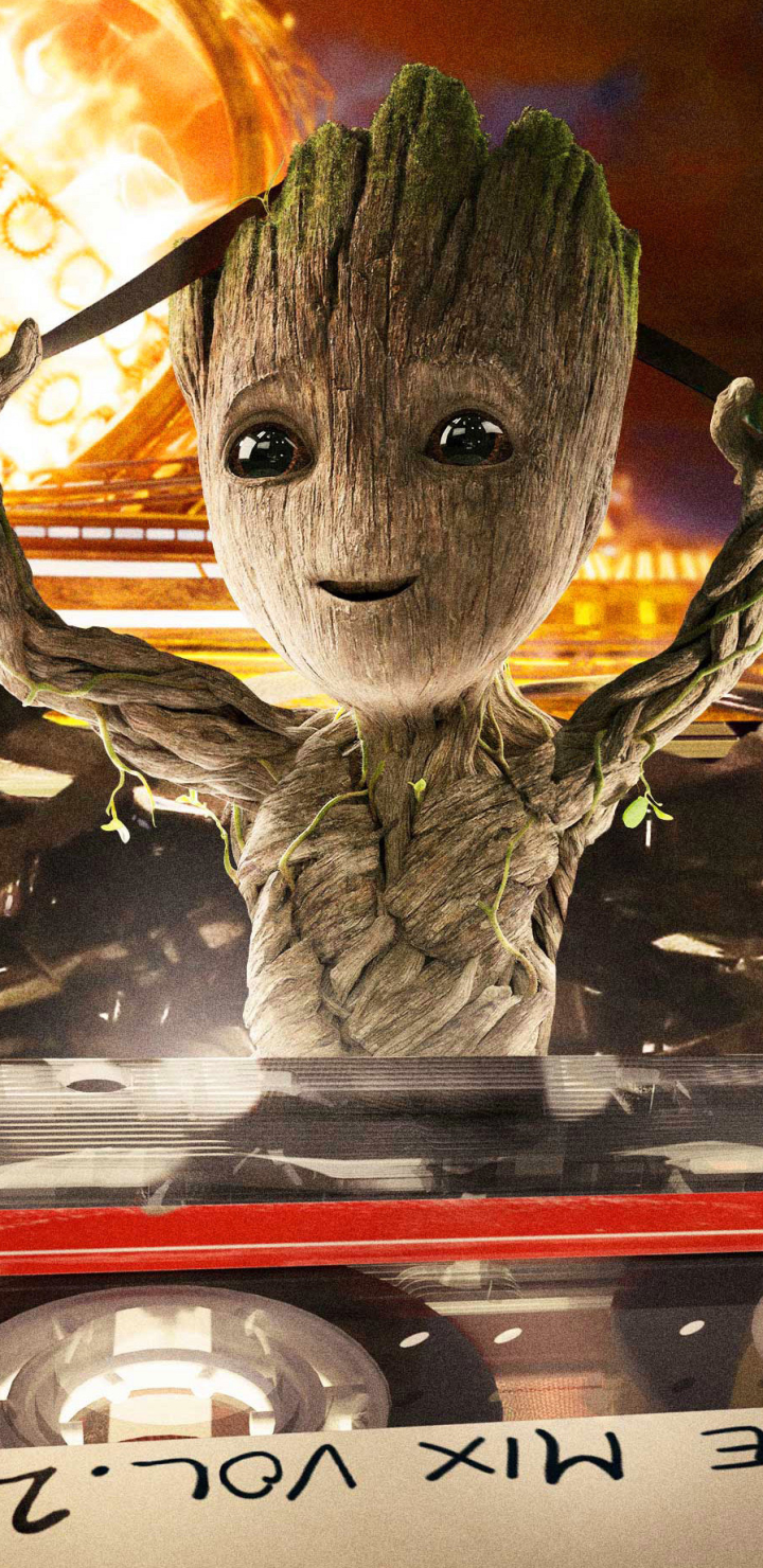 movie, guardians of the galaxy vol 2, cassette, groot lock screen backgrounds