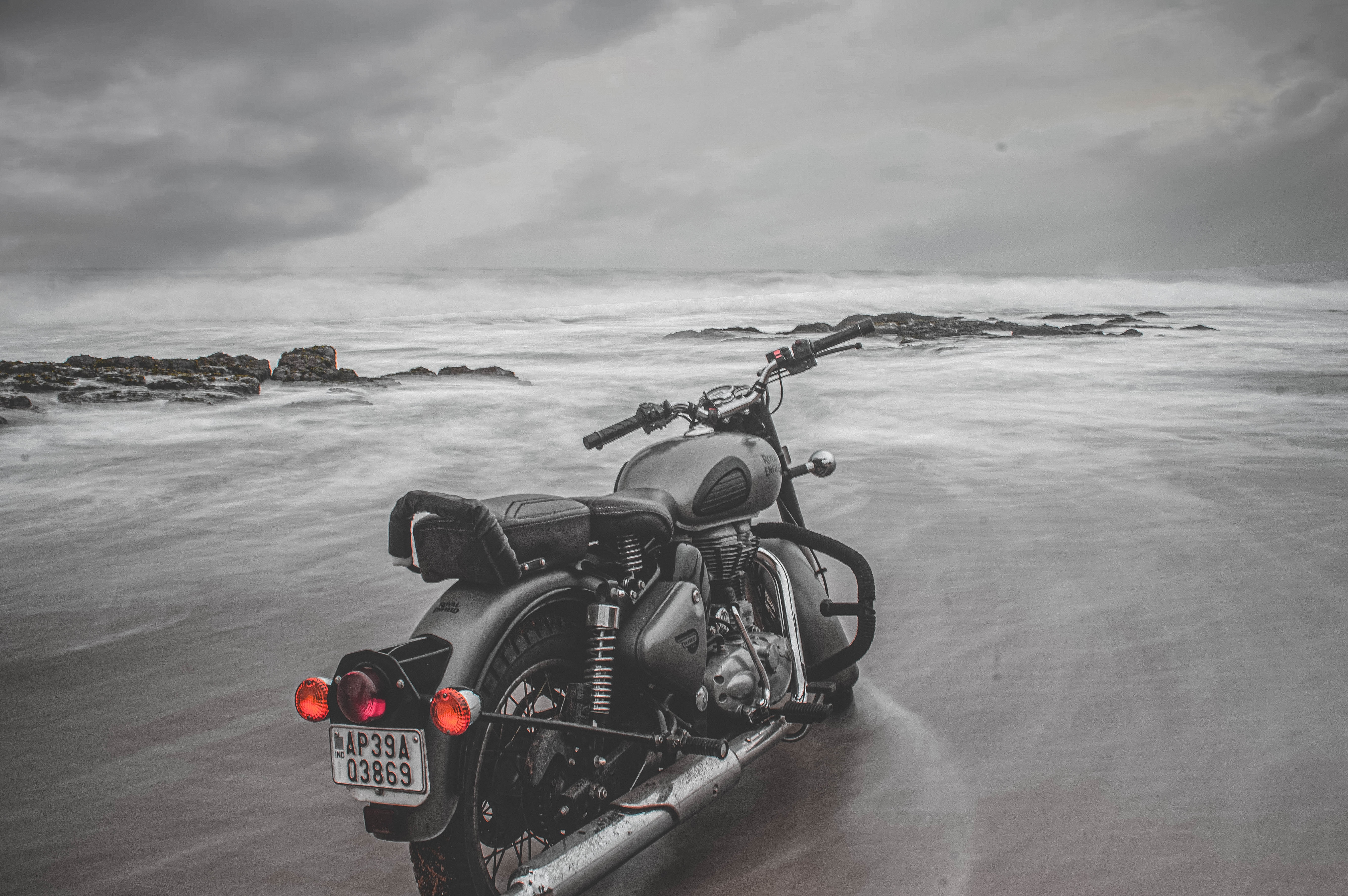 Laden Sie das Sea, Motorräder, Fahrrad, Motorrad, Strand-Bild kostenlos auf Ihren PC-Desktop herunter