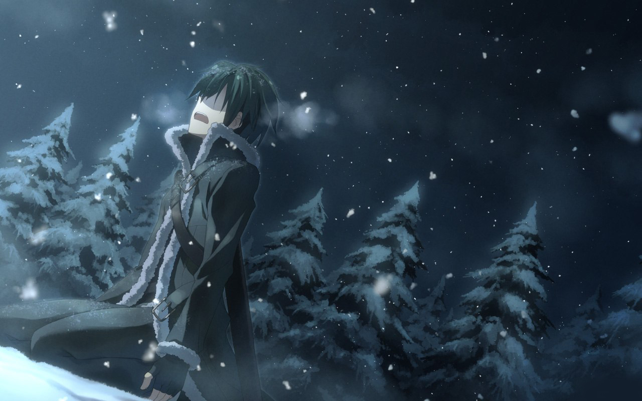 Download mobile wallpaper Winter, Snow, Men, Anime for free.