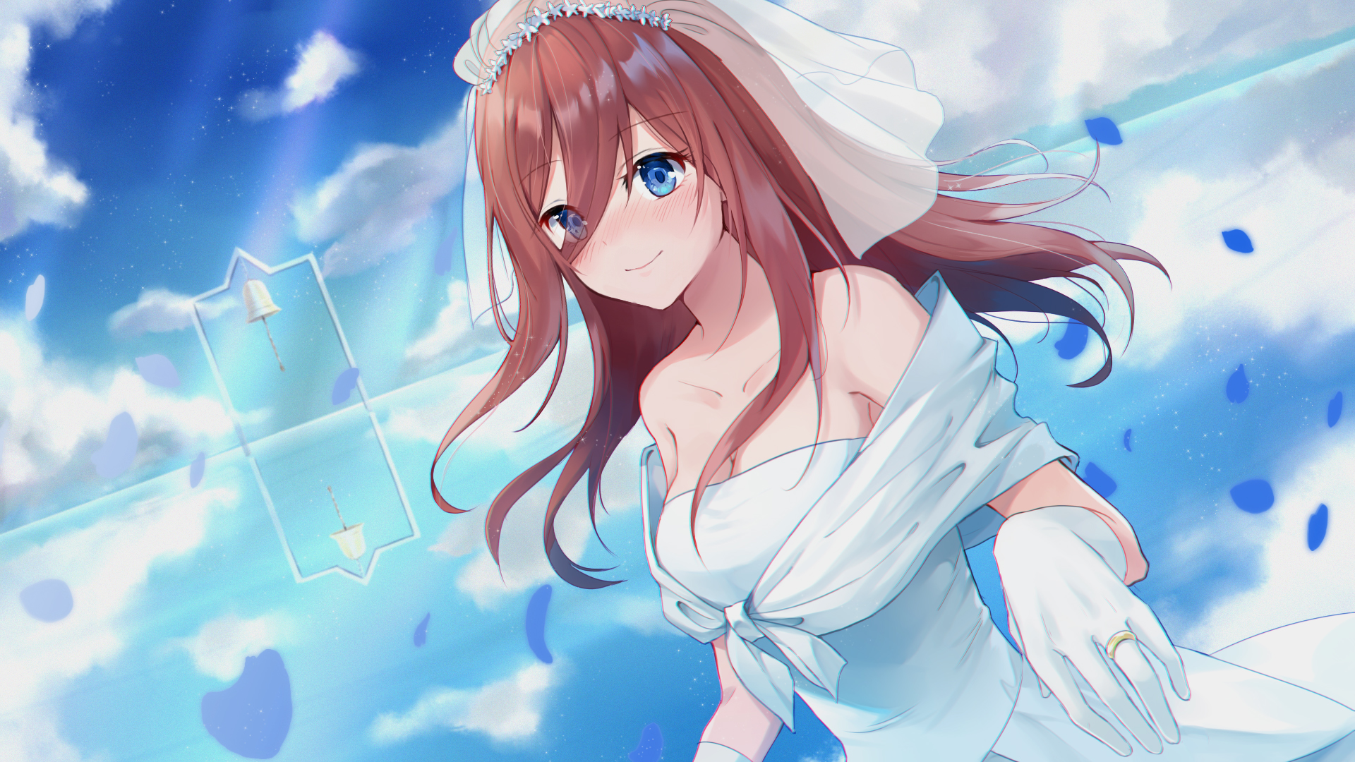 miku nakano, anime, the quintessential quintuplets, wedding dress wallpapers for tablet