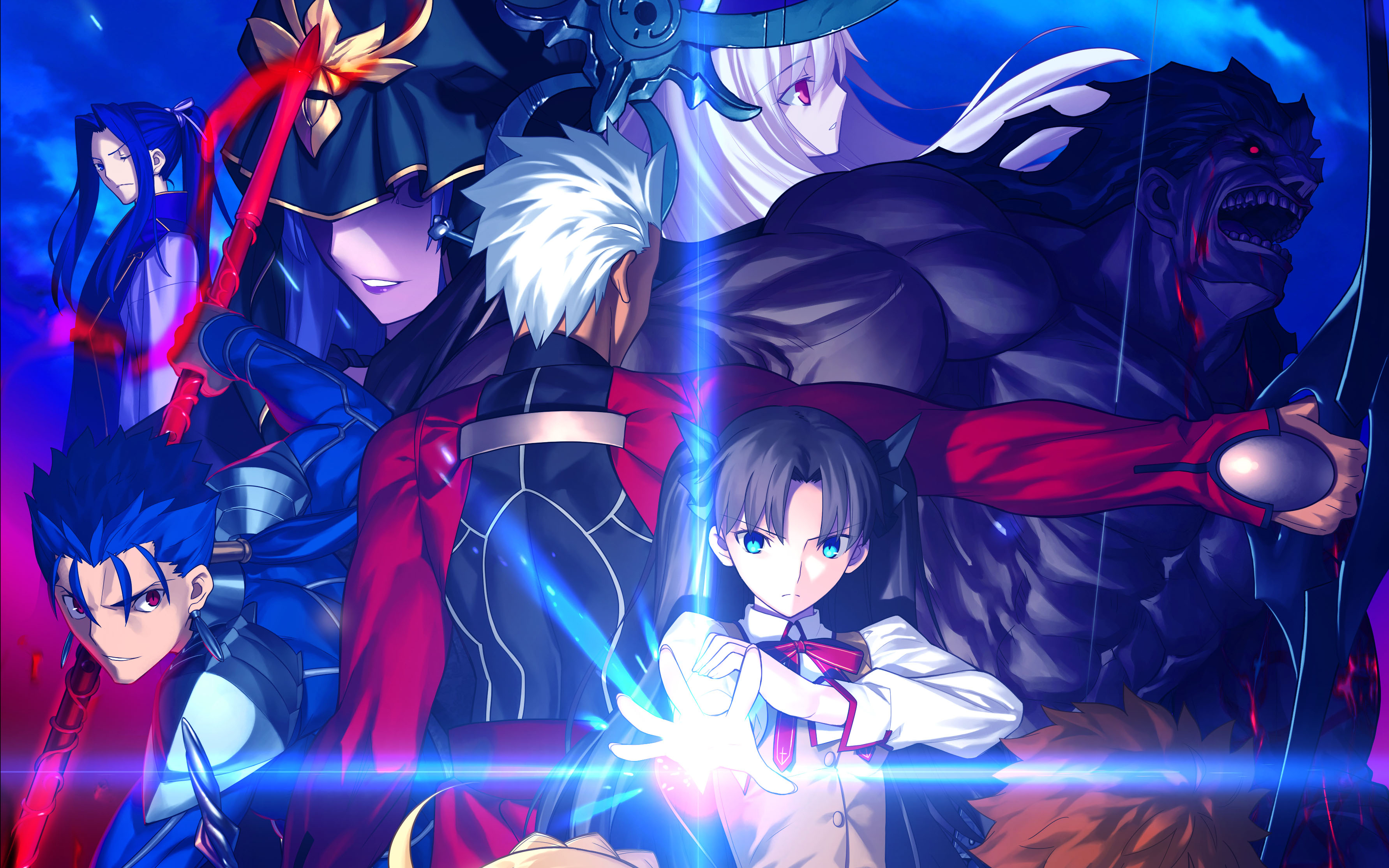 anime, fate/stay night: unlimited blade works, archer (fate/stay night), assassin (fate/stay night), berserker (fate/stay night), caster (fate/stay night), illyasviel von einzbern, lancer (fate/stay night), rider (fate/stay night), rin tohsaka, fate series cell phone wallpapers