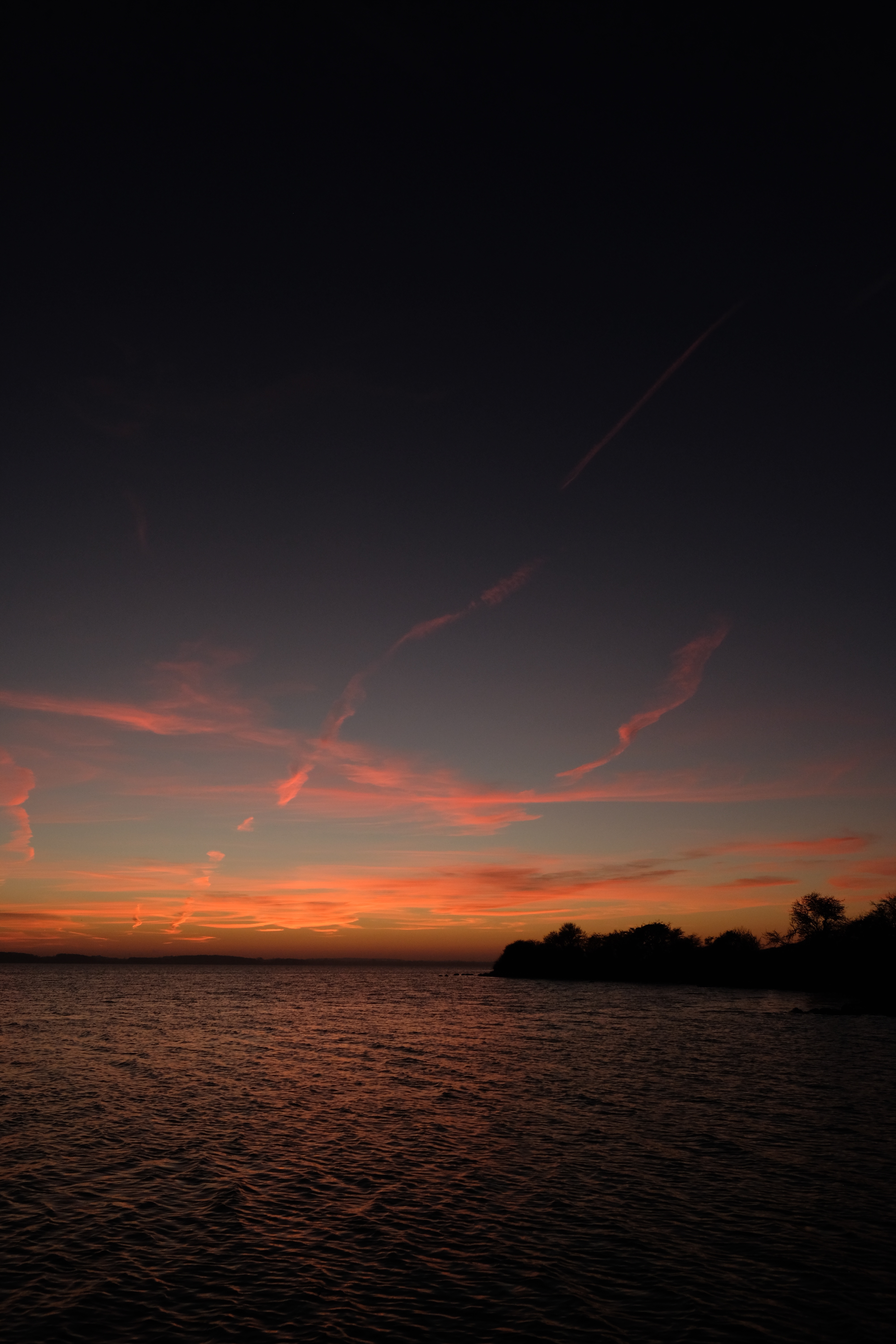 night, sunset, nature, sea, horizon, ripples, ripple cellphone