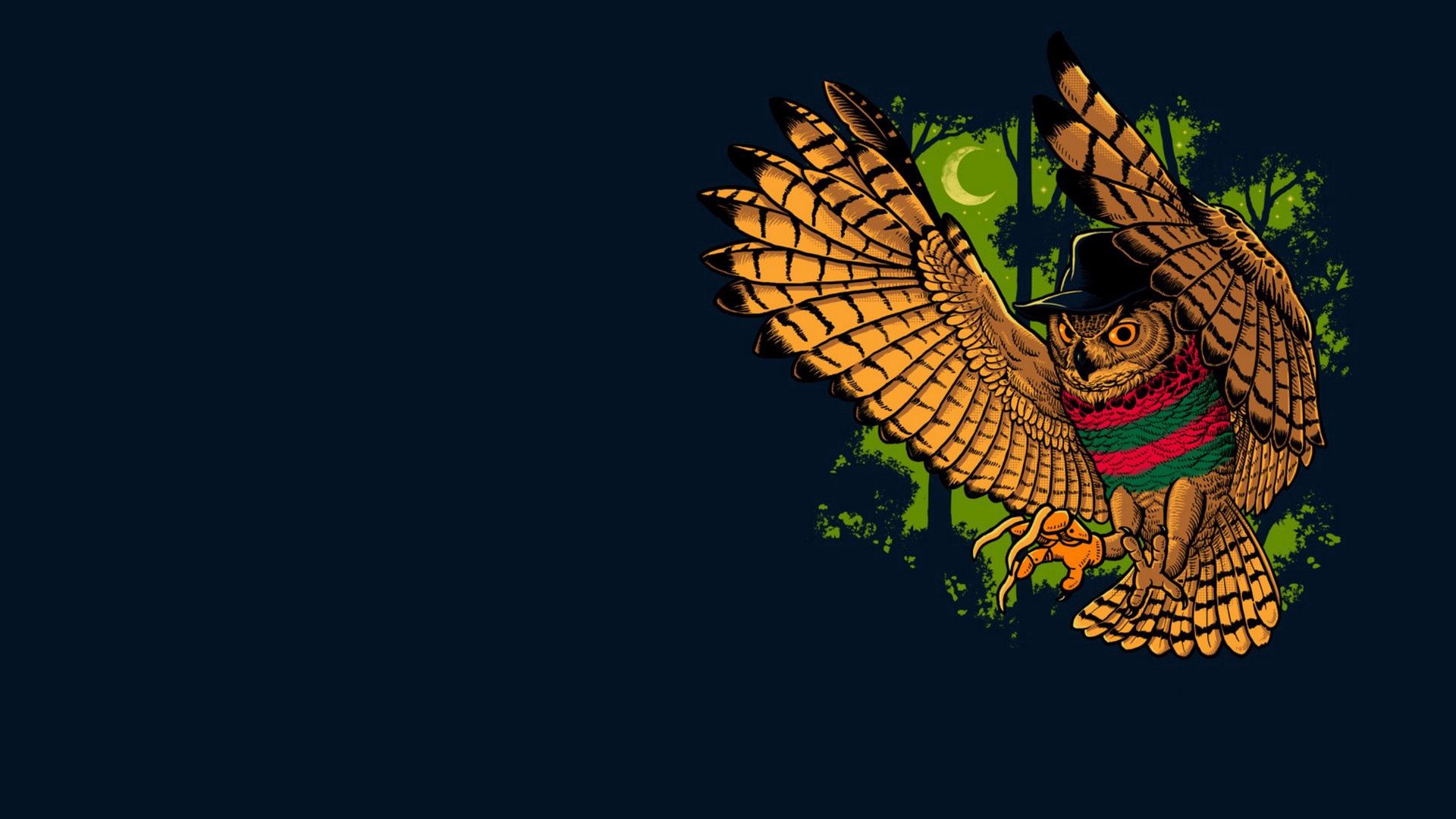 Free download wallpaper Freddy Krueger, Bird, Owl, Minimalism, Vector on your PC desktop