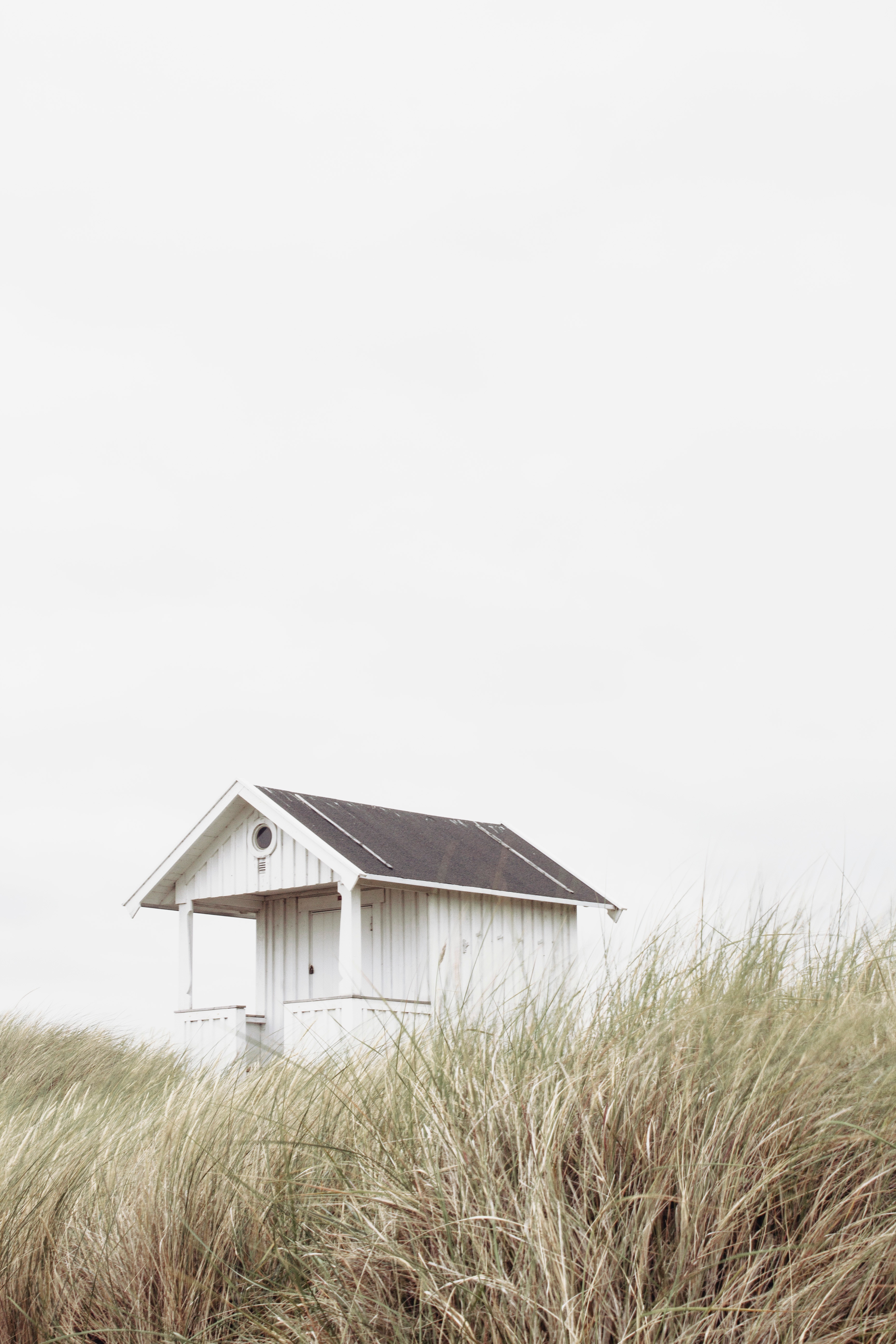 minimalism, alone, lodge, grass, small house, lonely, harmony QHD